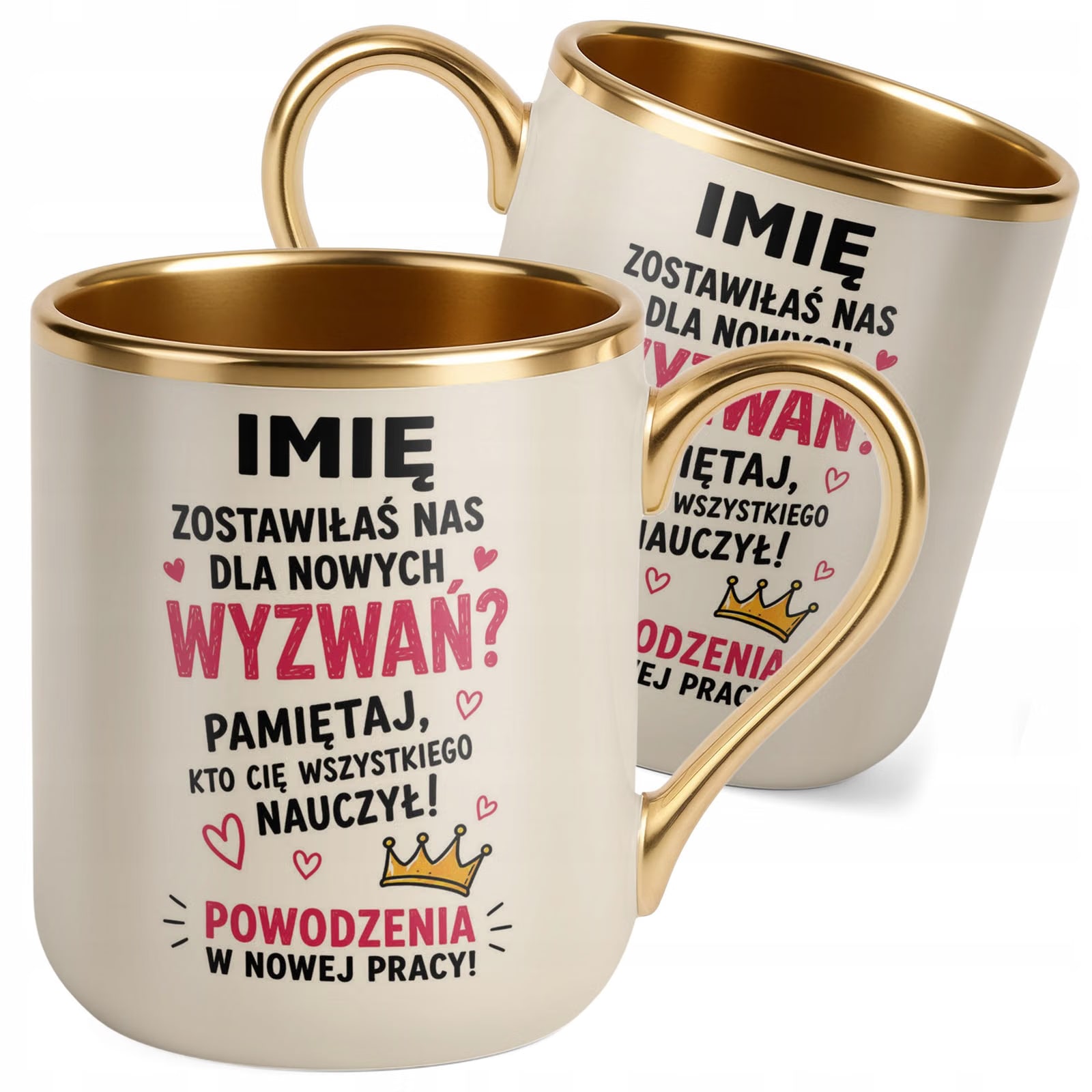 Kubek Personalizowany z nadrukiem Premium Złoty Ecru Odejście z Pracy