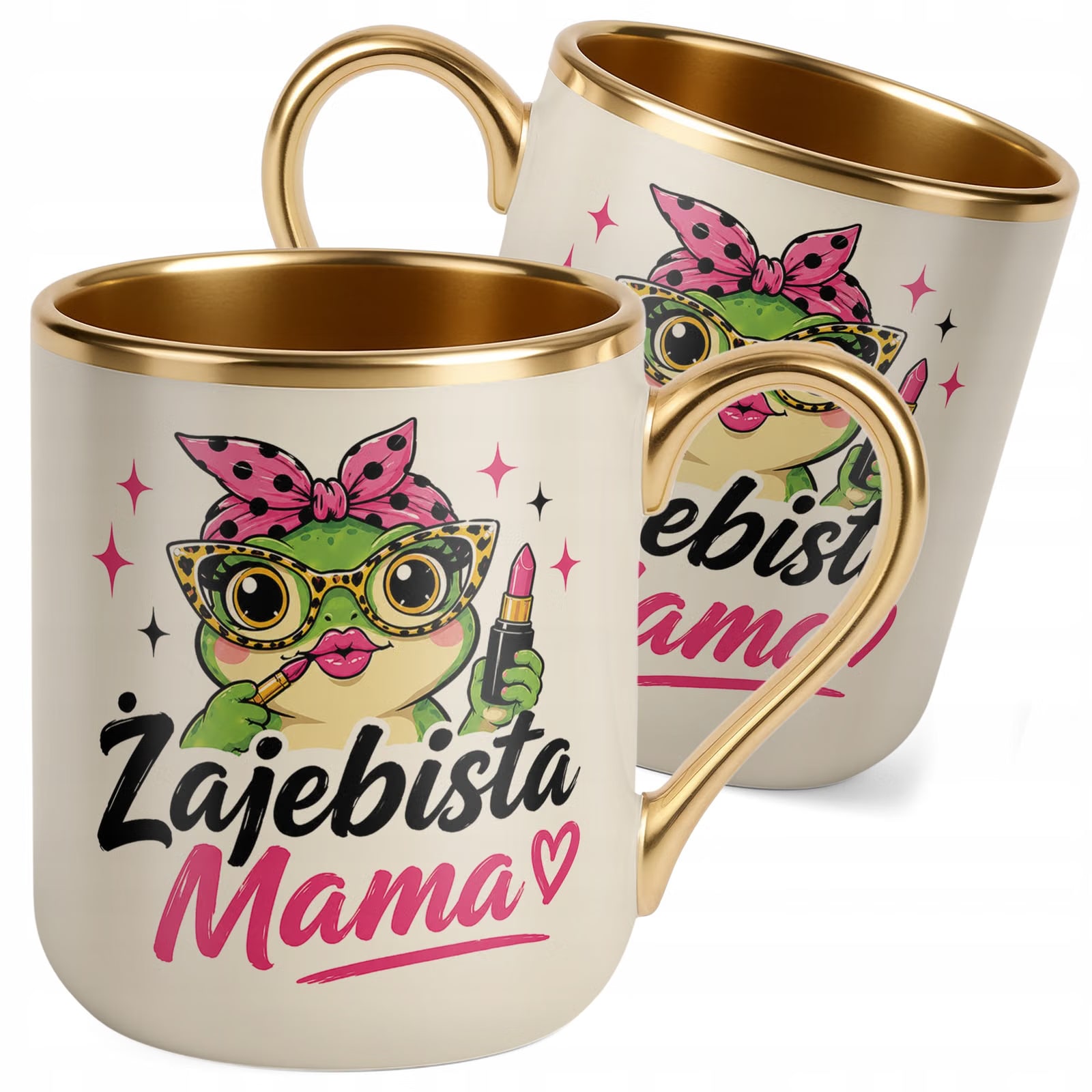 Prezent Dzień Matki kubek premium złoty ecru dla mamy praktyczny prezent