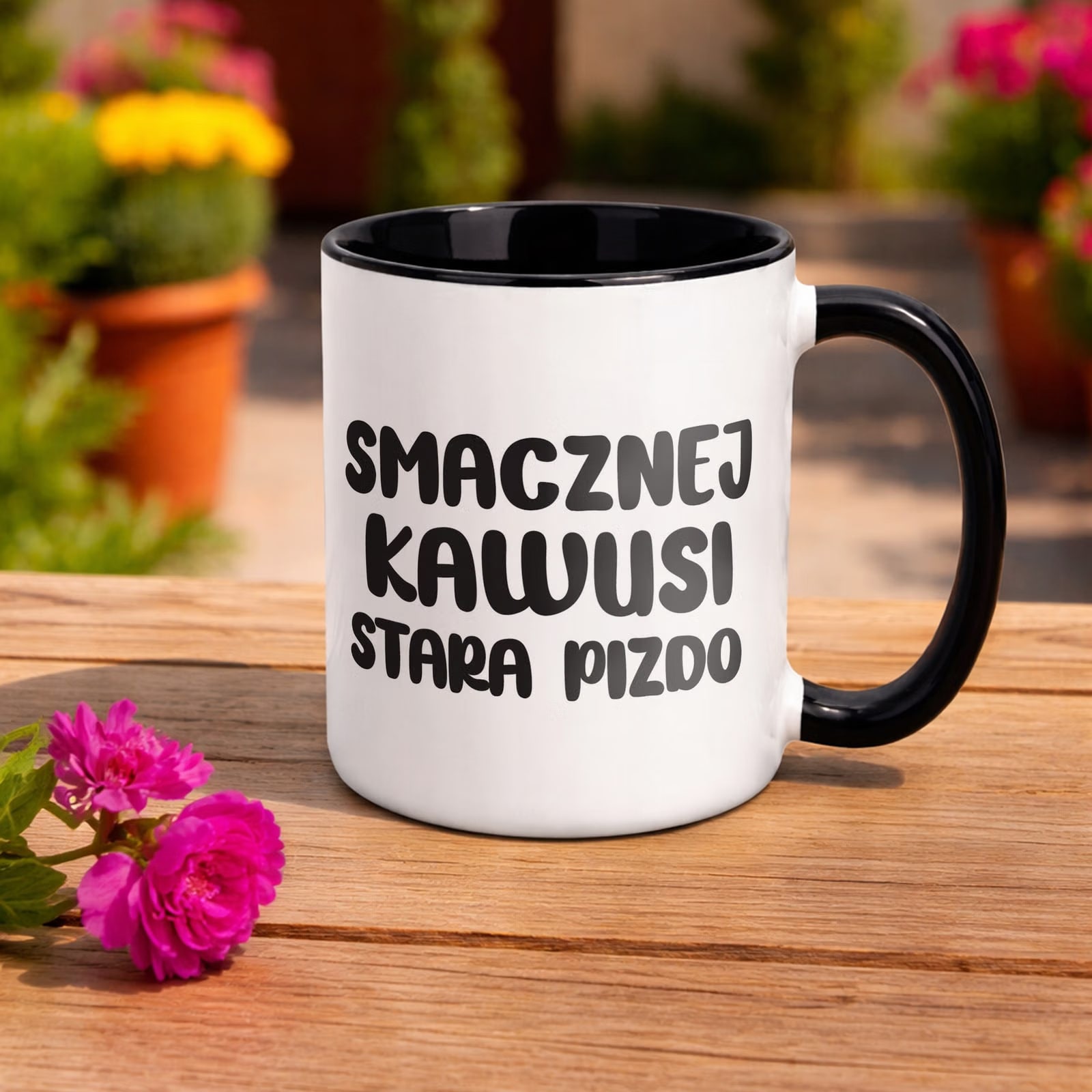Kubek Czarny Smacznej Kawus Stara Piz*o Śmieszny Zabawny Prezent