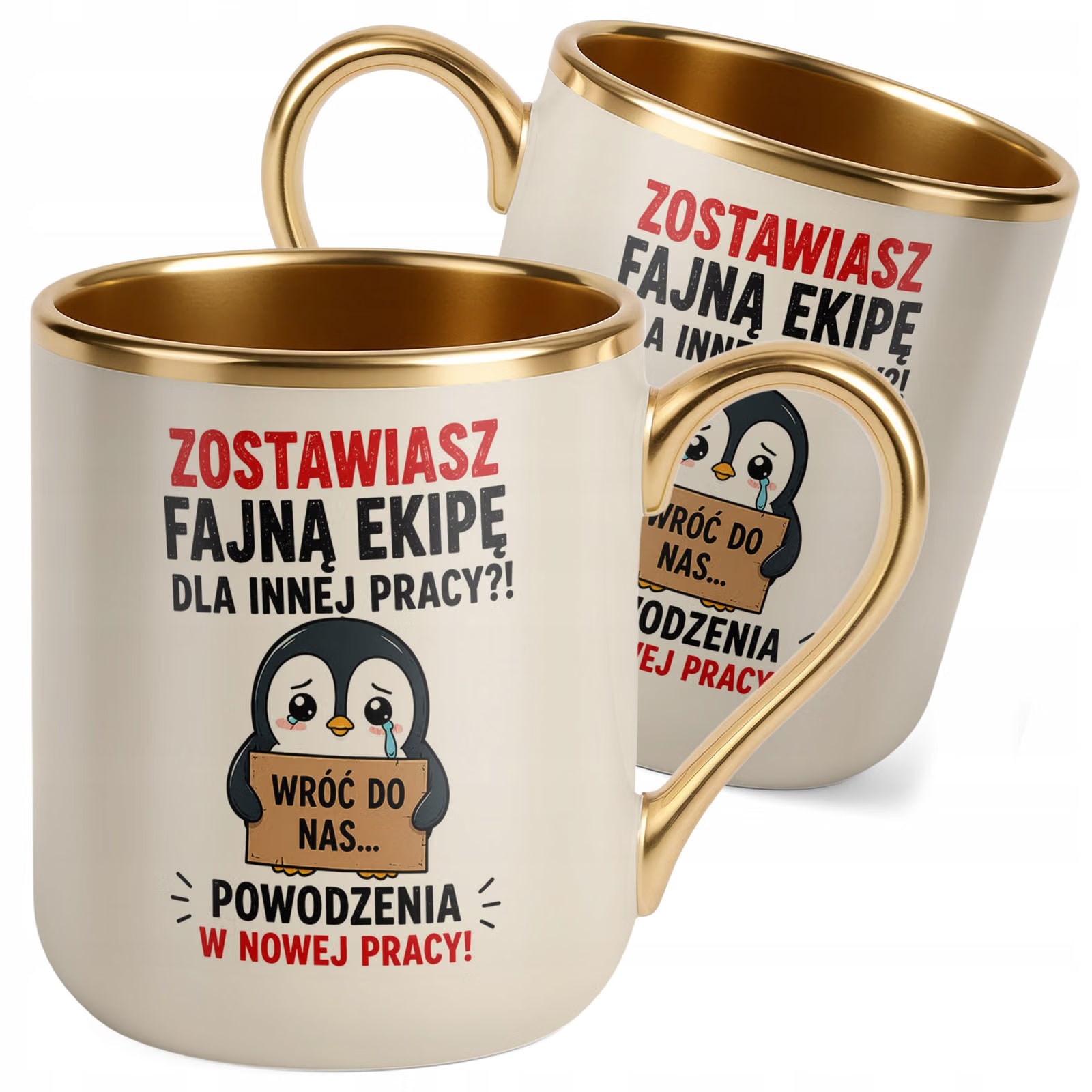 Kubek z nadrukiem Premium Złoty Ecru Pożegnanie Odejście z Pracy