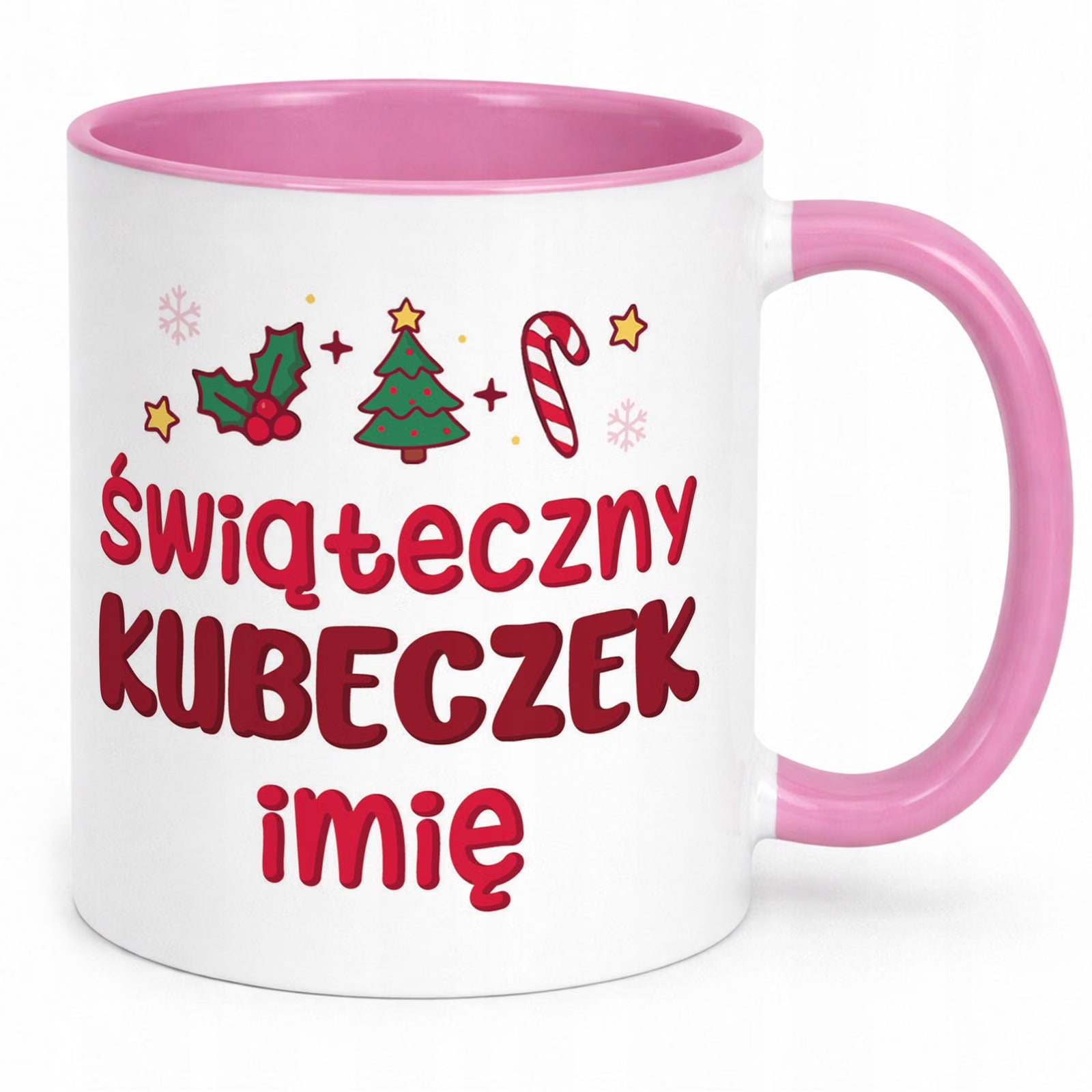 Kubek Różowy Personalizowany z Nadrukiem Boże Narodzenie Święta Prezent