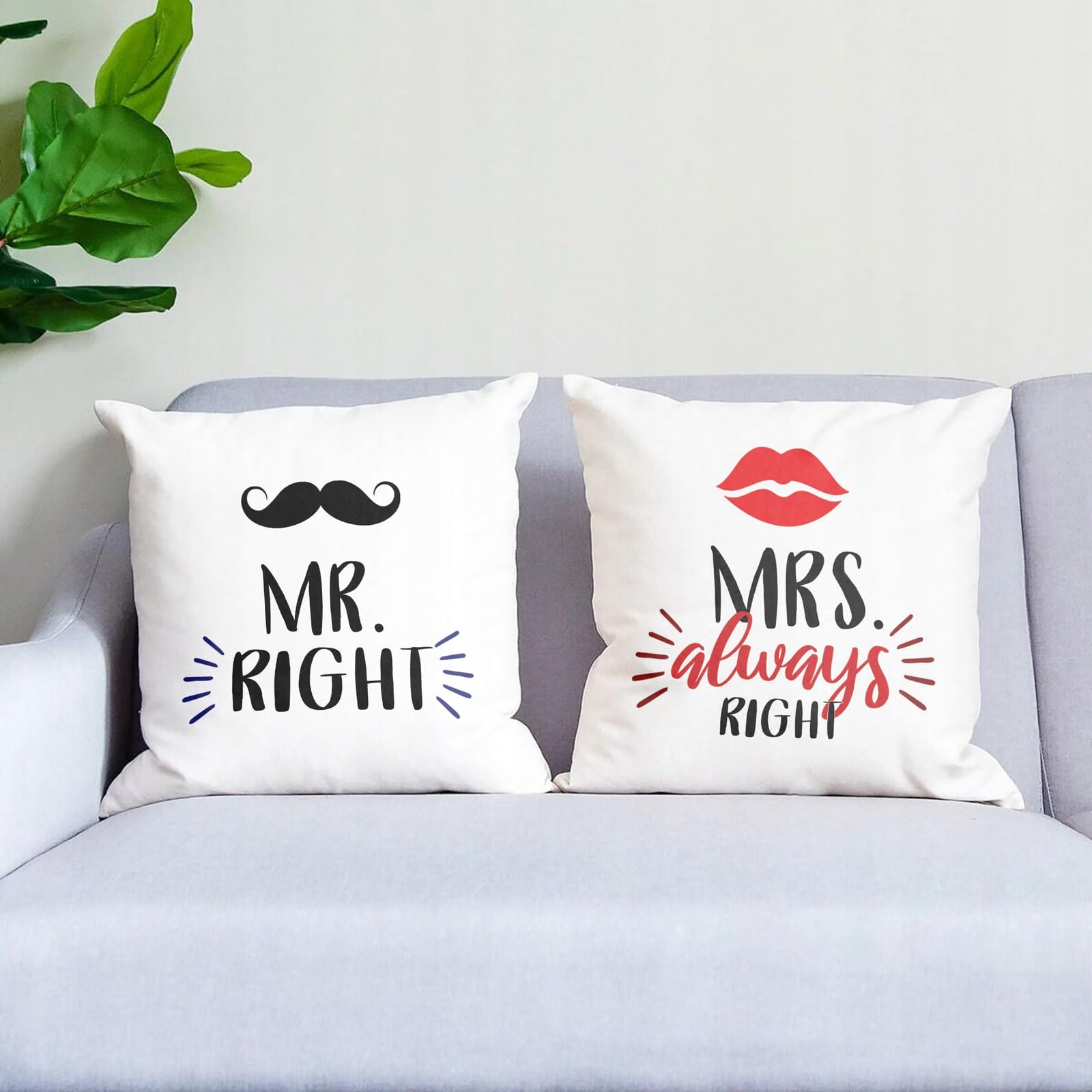 Zestaw Poduszek Walentynkowy Walentynek MR RIGHT & MRS ALWAYS RIGHT