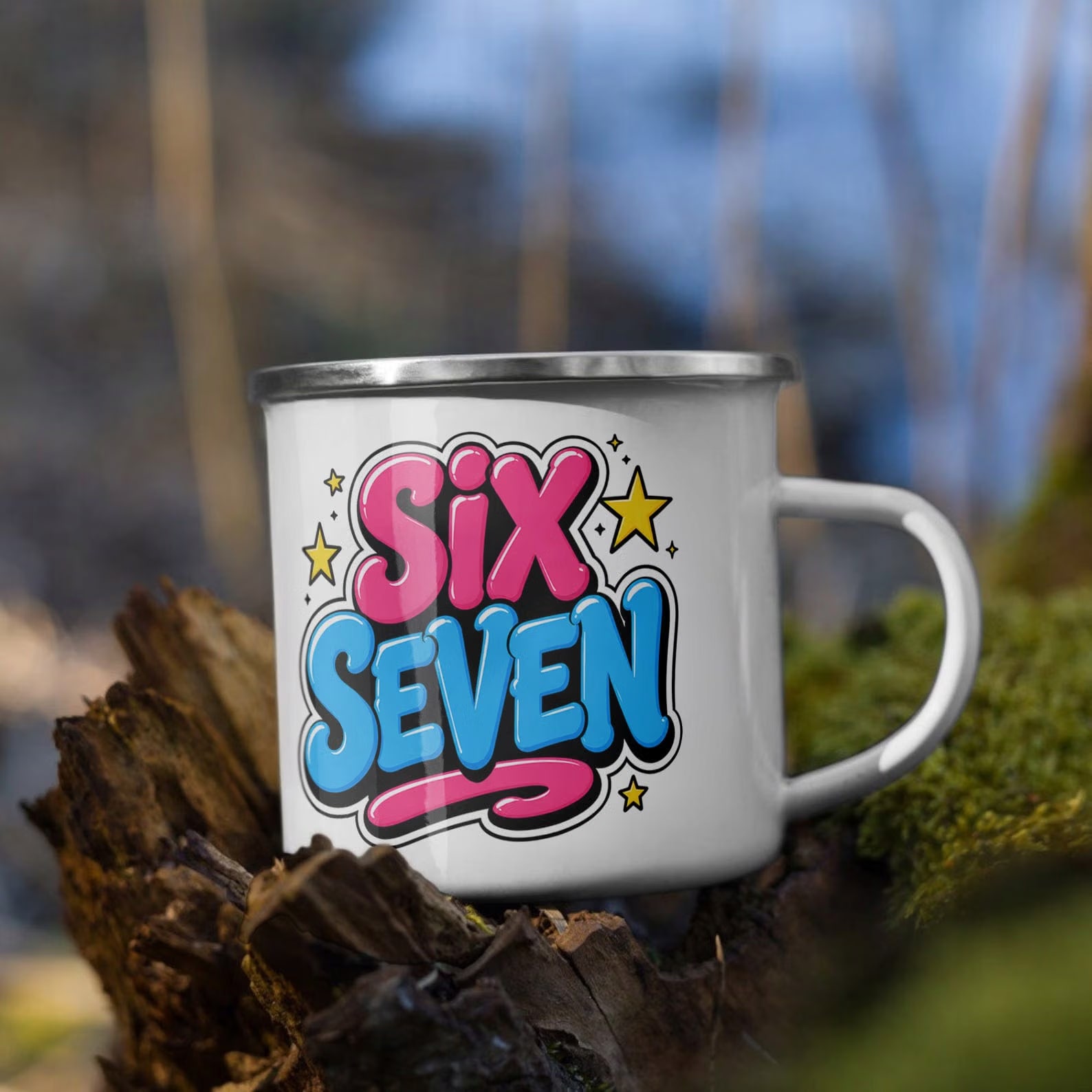 Zestaw Kubek Emaliowany Poduszka Z Nadrukiem SIX SEVEN Prezent