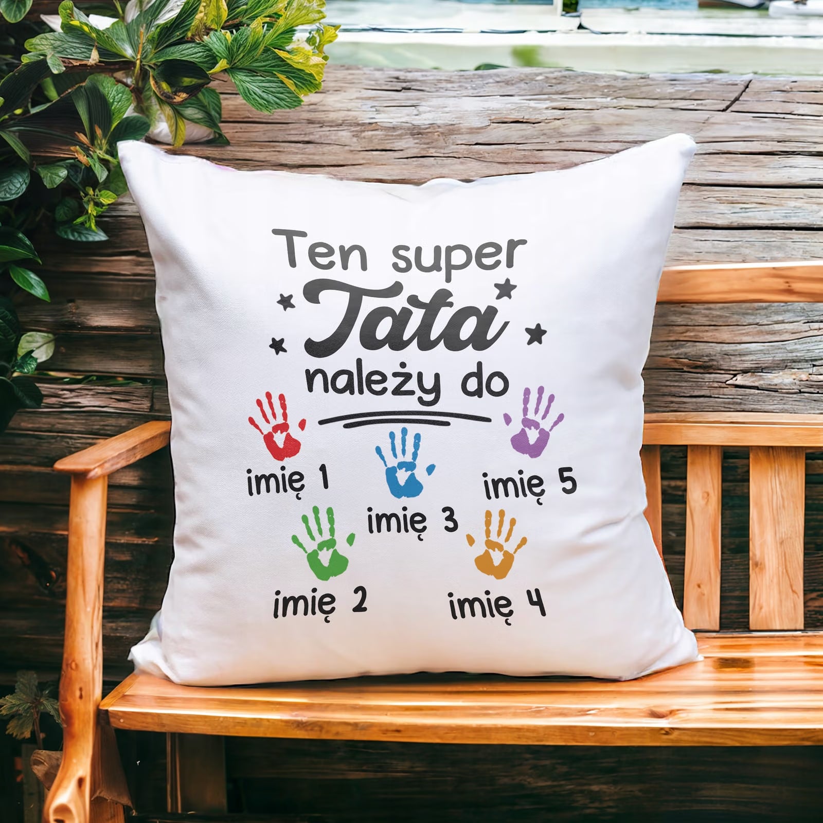 Poduszka personalizowana 38x38cm Dzień Ojca Tata Należy Do 5 Dzieci
