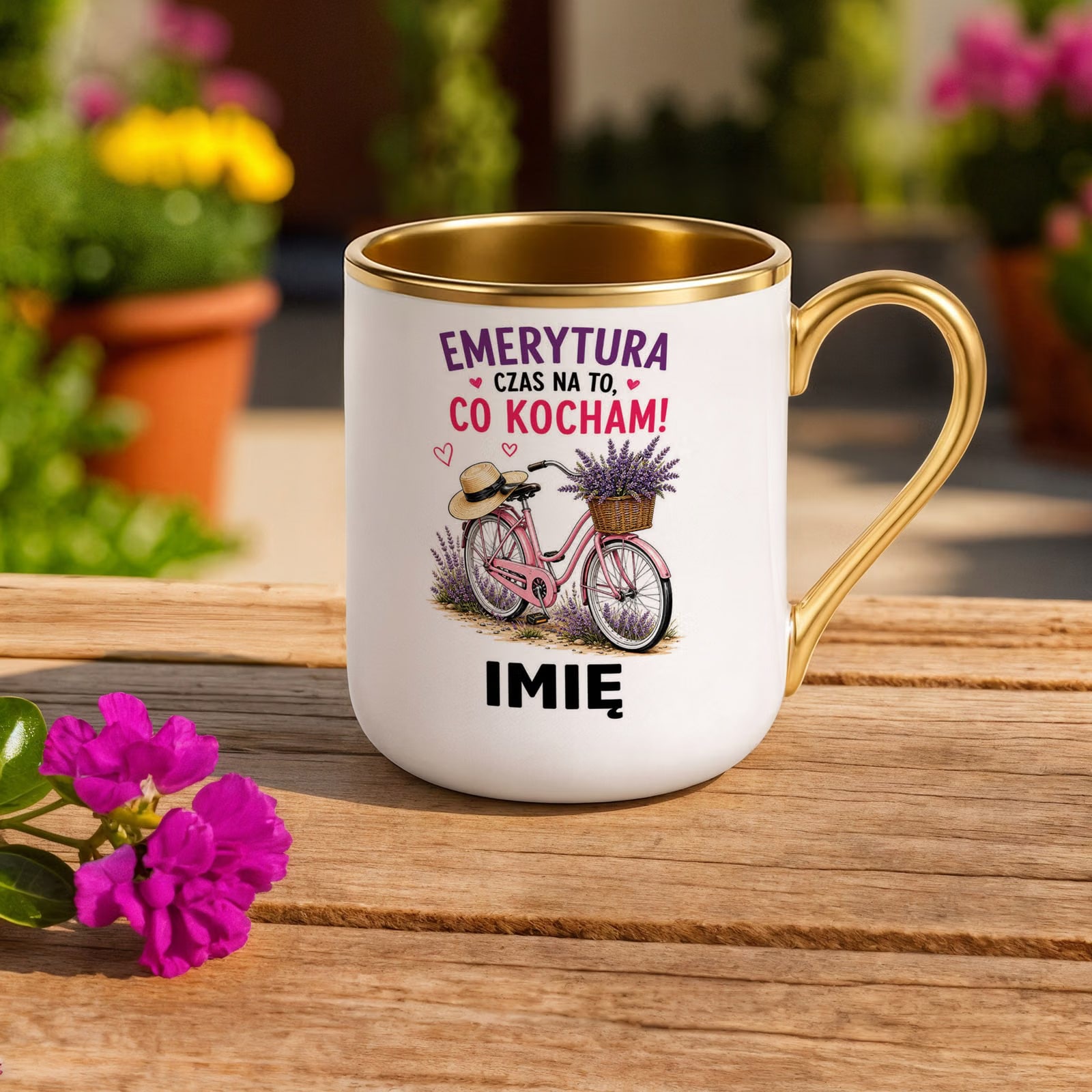 Kubek Personalizowany z nadrukiem Premium Złoty Emerytura Prezent