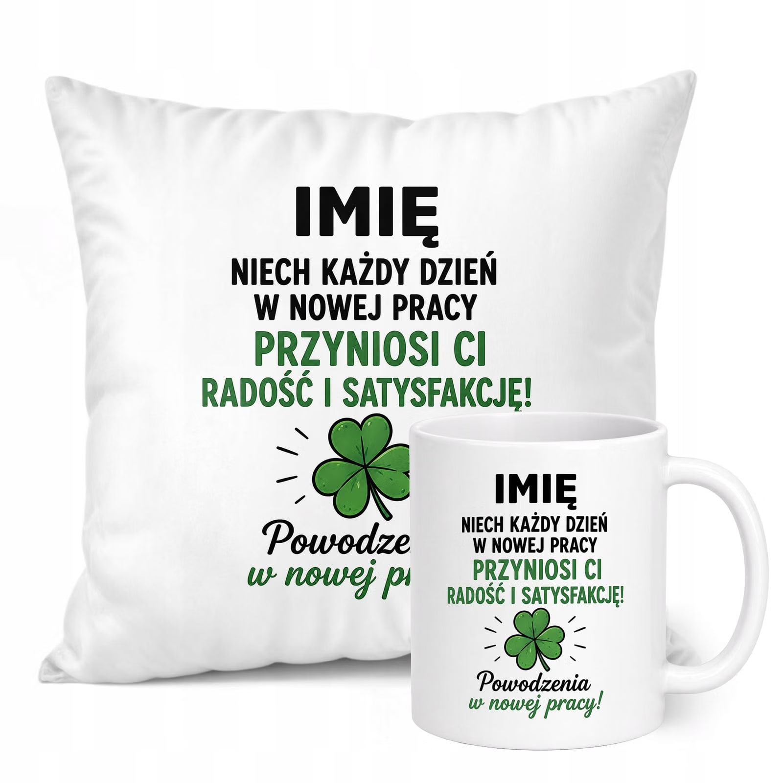 Zestaw Personalizowany Kubek Biały Poduszka Odejście z Pracy Prezent