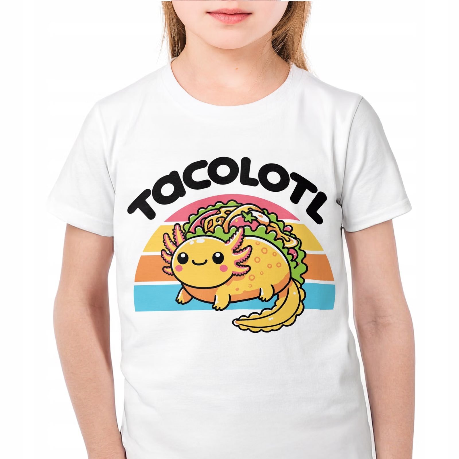 Podkoszulek dziecięcy biały Aksolotl Axolotl Uśmiechnięty HIT