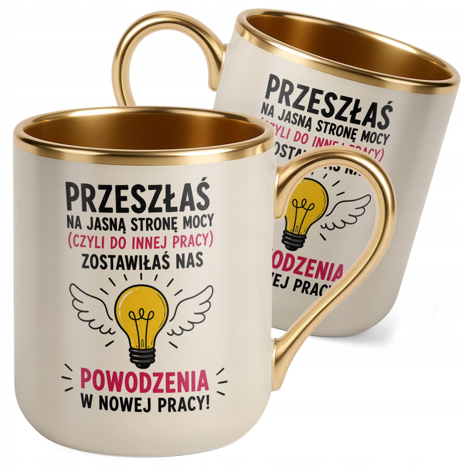 Kubek z nadrukiem Premium Złoty Ecru Pożegnanie Odejście z Pracy