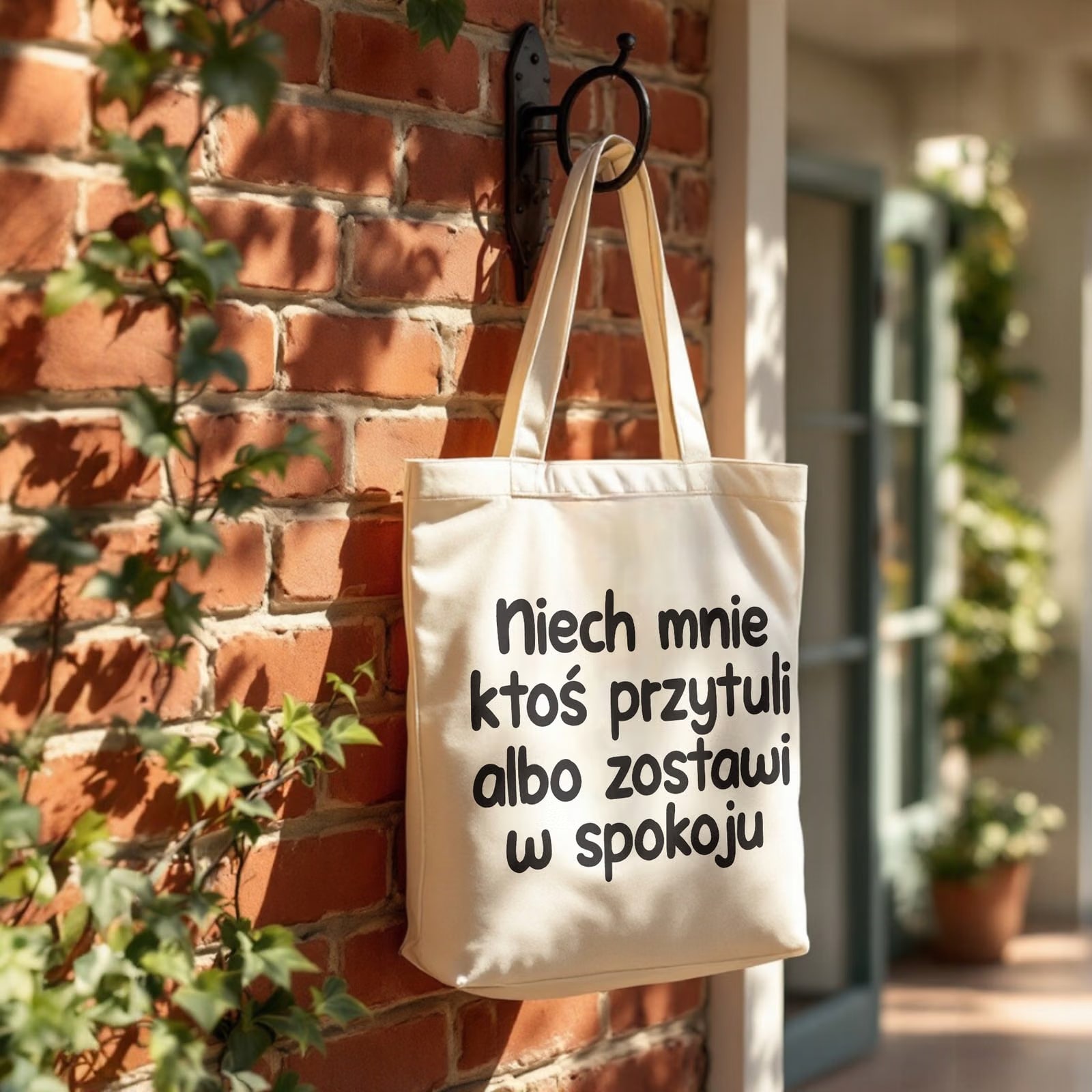 Torba bawełniana premium Niech Mnie Ktoś Przytuli Zabawny Prezent