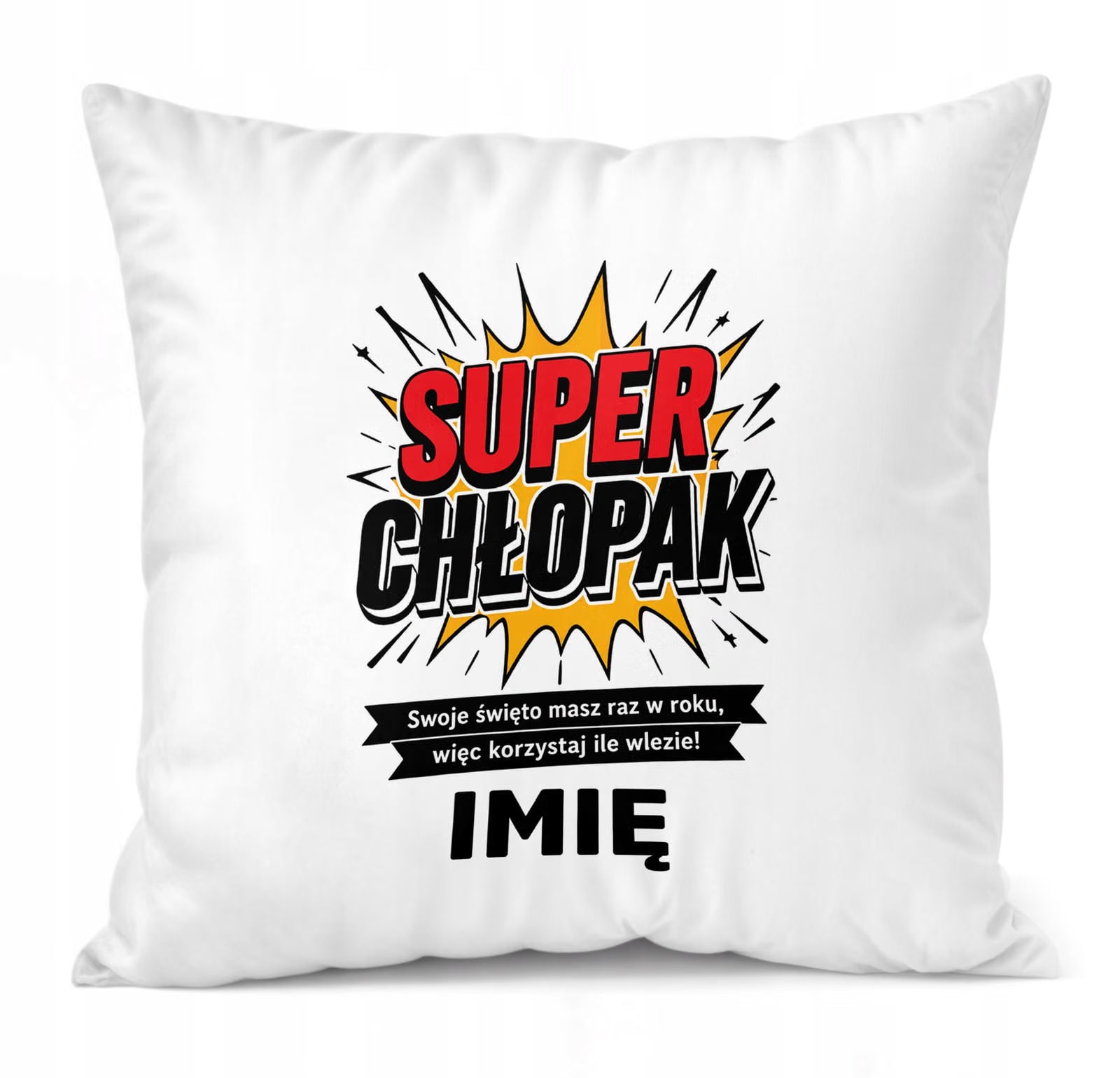 Poduszka Jasiek Personalizowana z nadrukiem Dzień Chłopaka 38x38cm Prezent