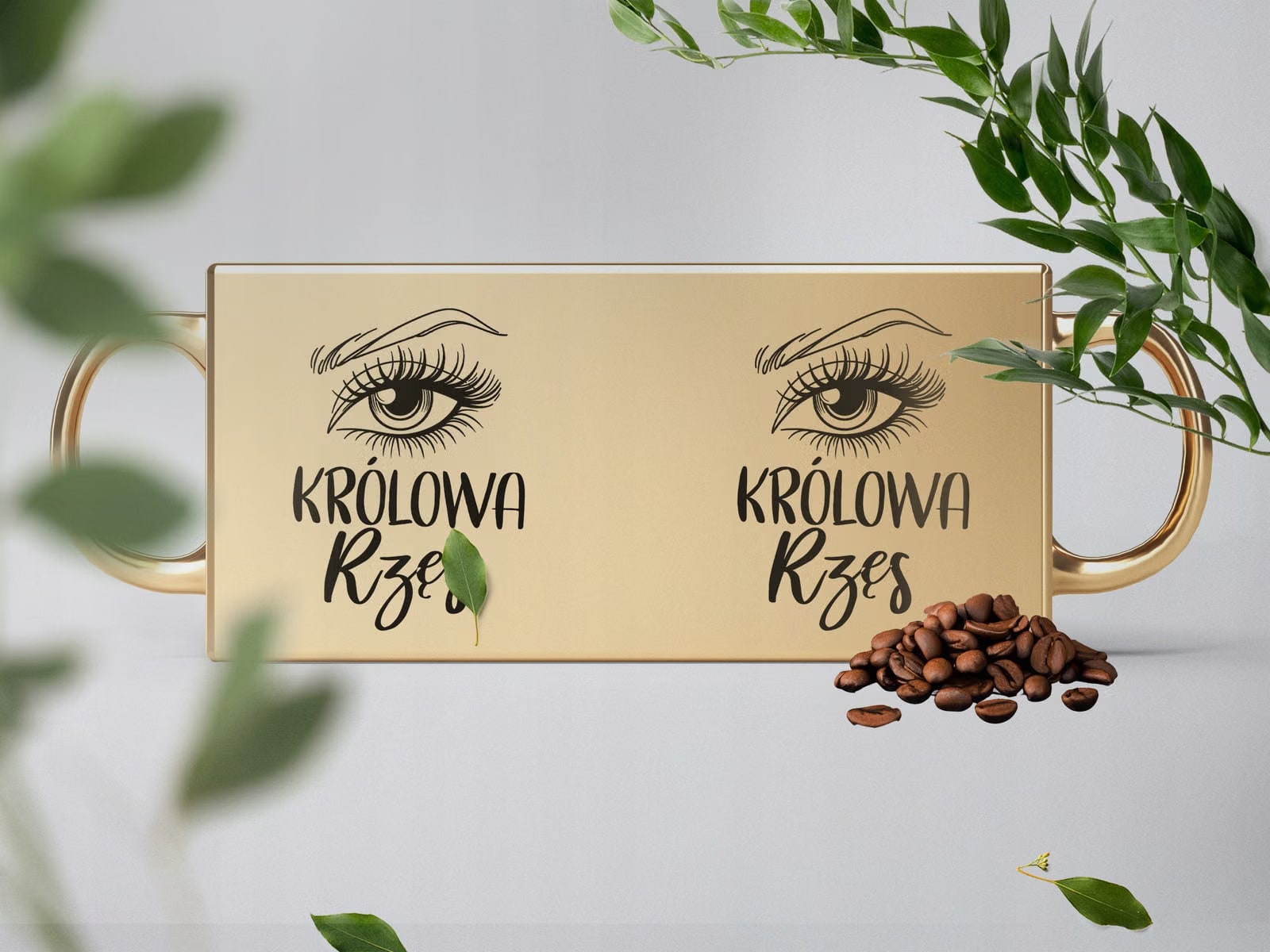 Kubek Złoty ceramiczny 330 ml Królowa Rzęs Dla Stylistki Rzęs Prezent