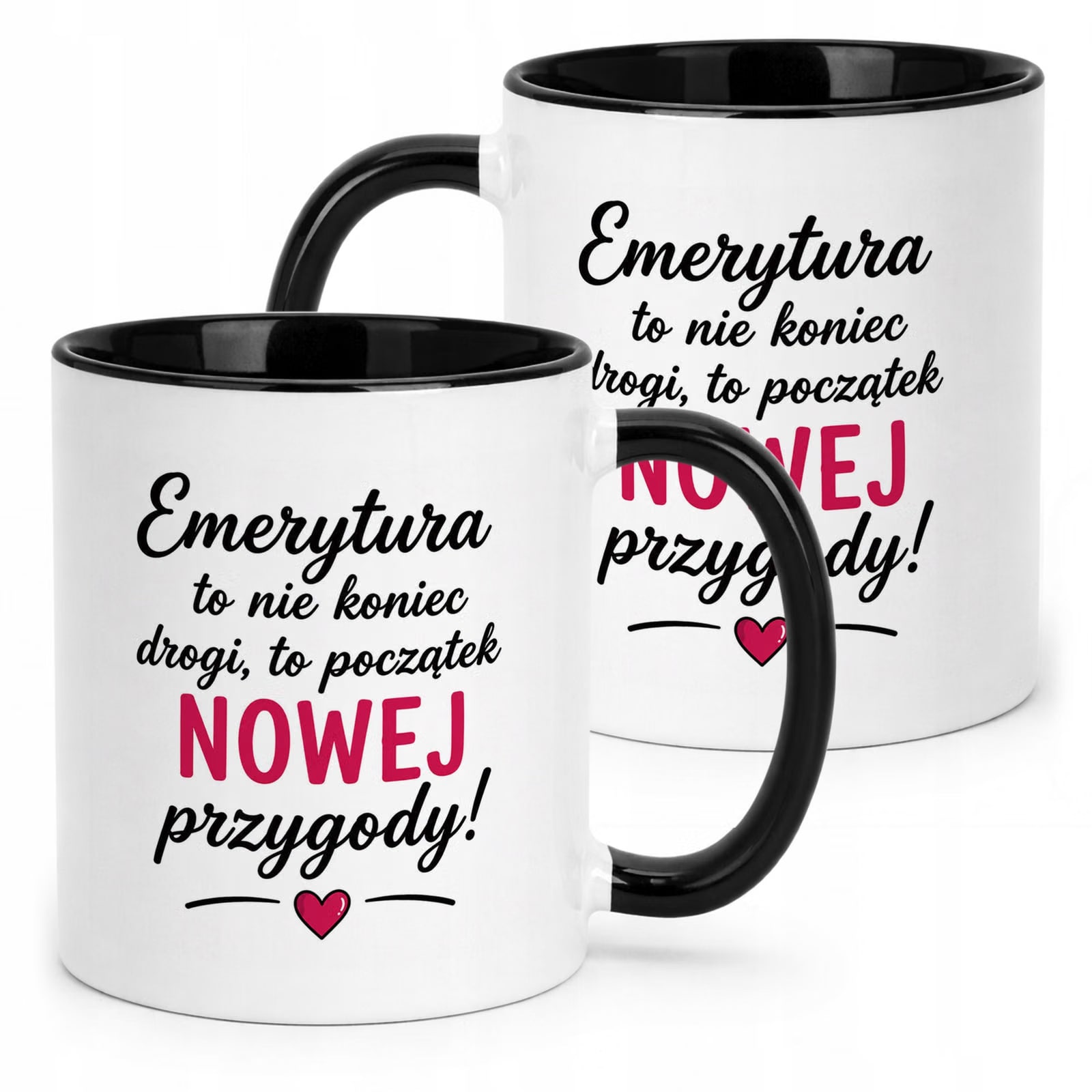 Kubek Czarny z nadrukiem Emerytura Dla Emerytki Upominek Prezent