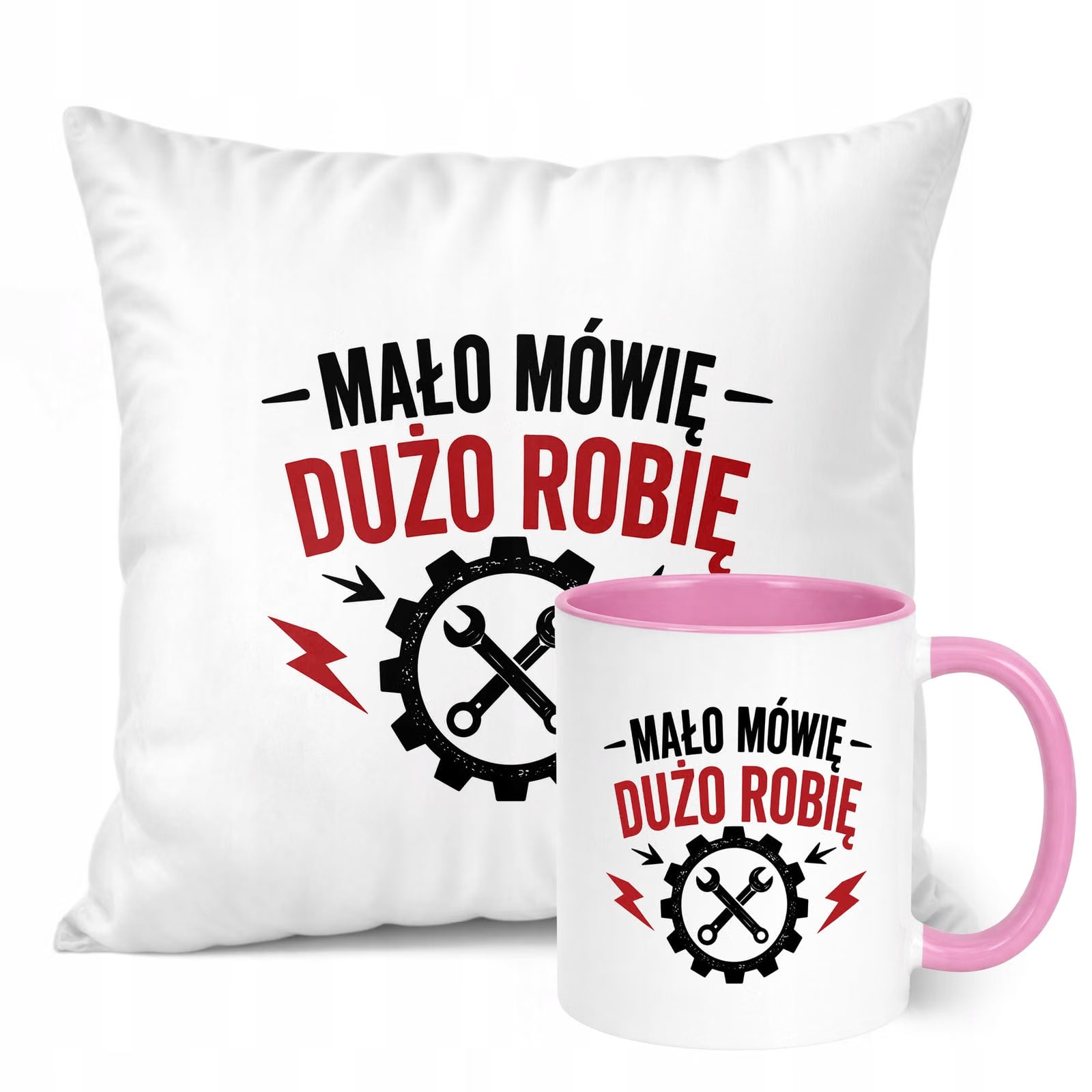 Zestaw Kubek Różowy Poduszka Dzień Chłopaka Z Nadrukiem Prezent