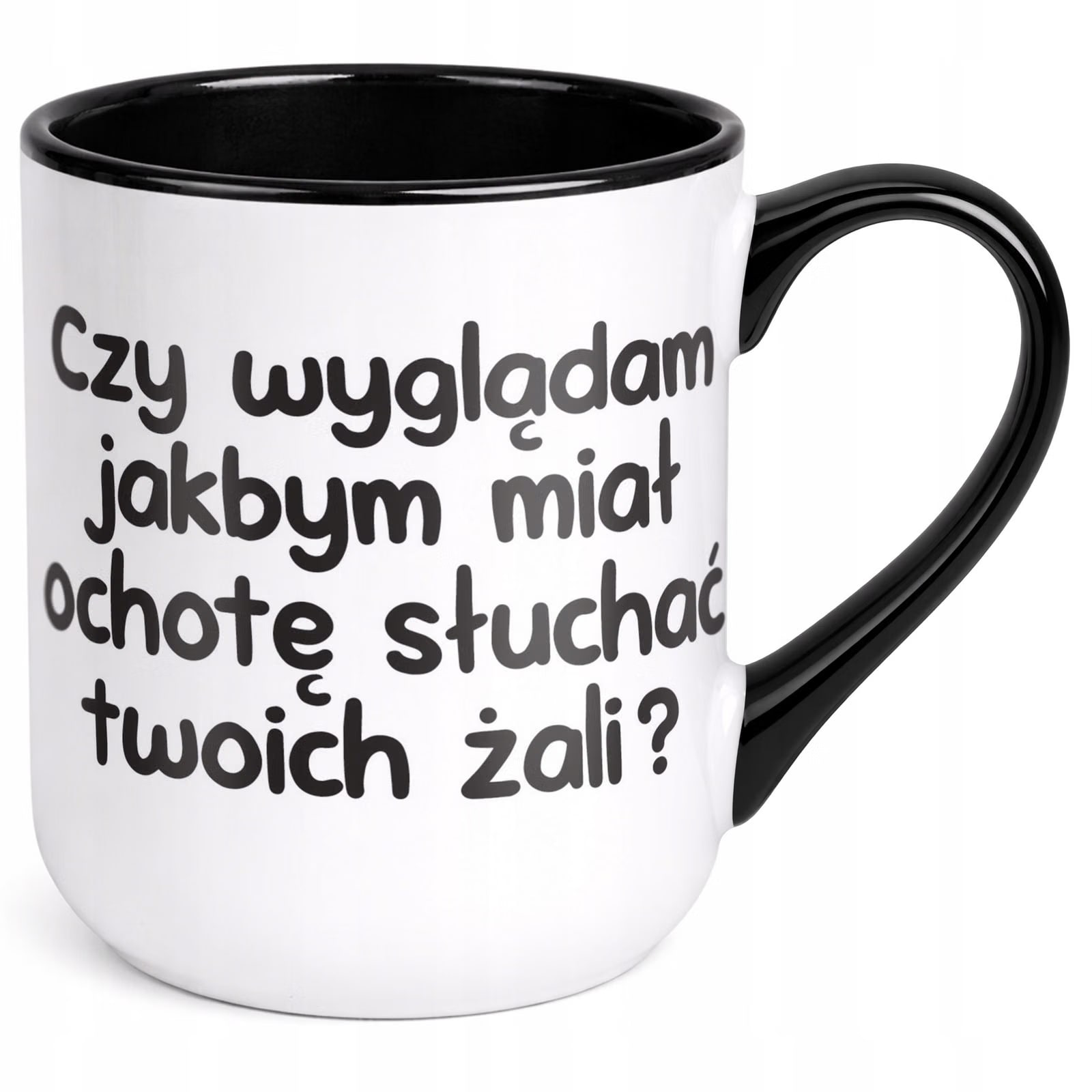 Kubek z nadrukiem Premium Czarny Czy Wyglądam Jakbym Upominek Prezent