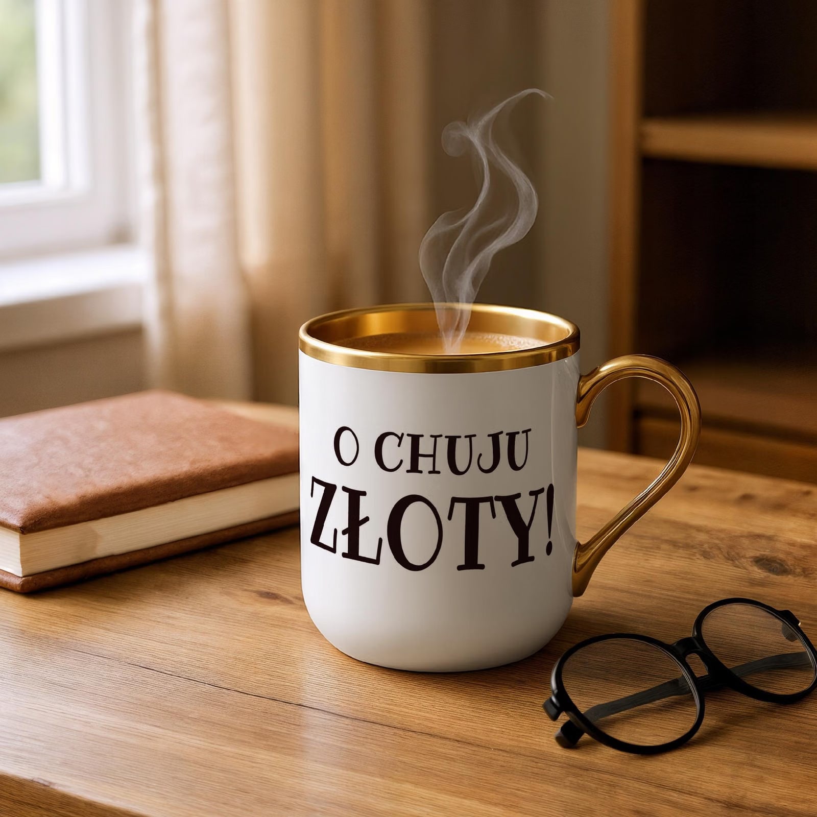 Kubek Premium Złoty O Ch*ju Złoty Śmieszny Zabawny Prezent
