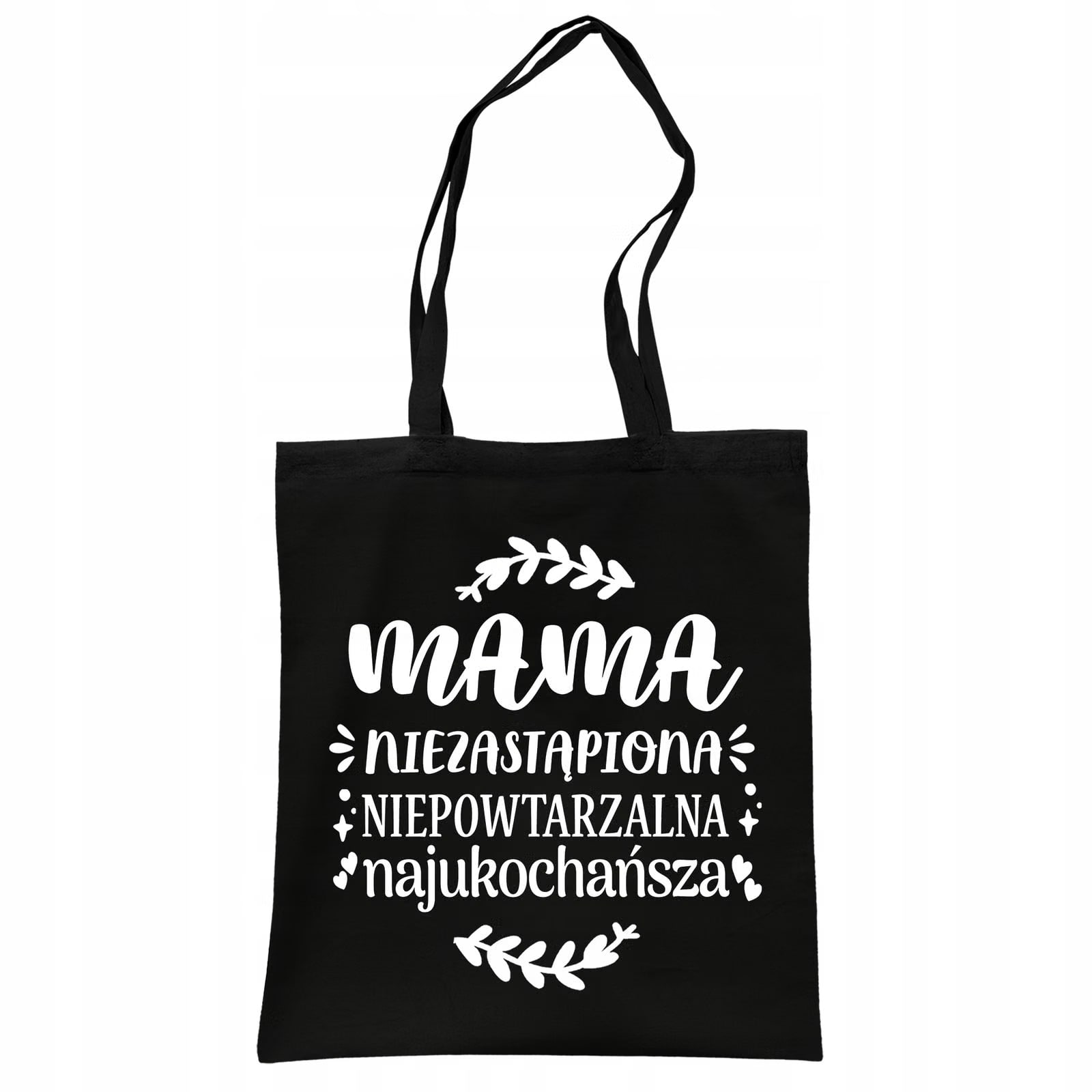 Torba bawełniana czarna na zakupy Dzień Matki Dla Mamy Prezent
