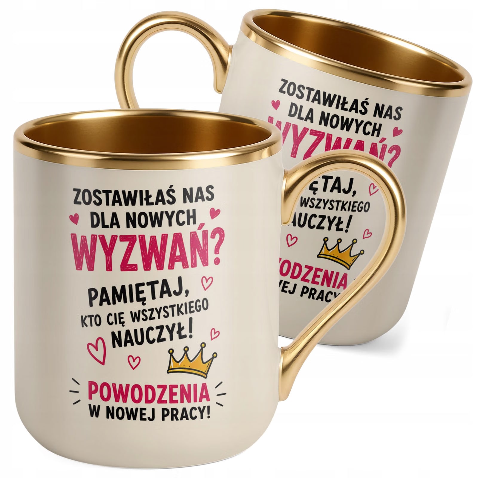 Kubek z nadrukiem Premium Złoty Ecru Pożegnanie Odejście z Pracy