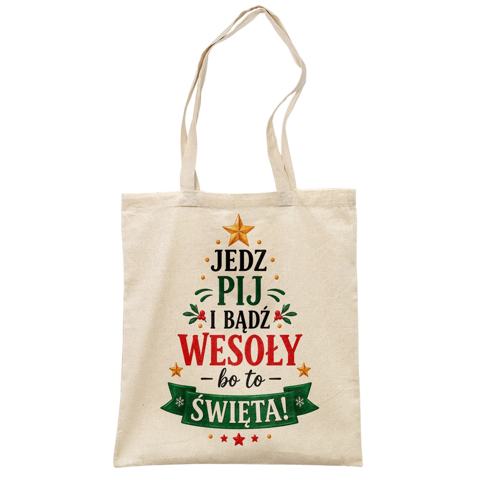 Torba shopper bawełniana święta boże narodzenie z nadrukiem prezent