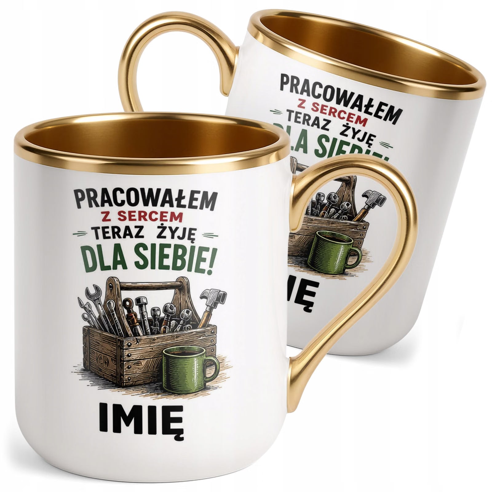 Kubek Personalizowany z nadrukiem Premium Złoty Emerytura Prezent
