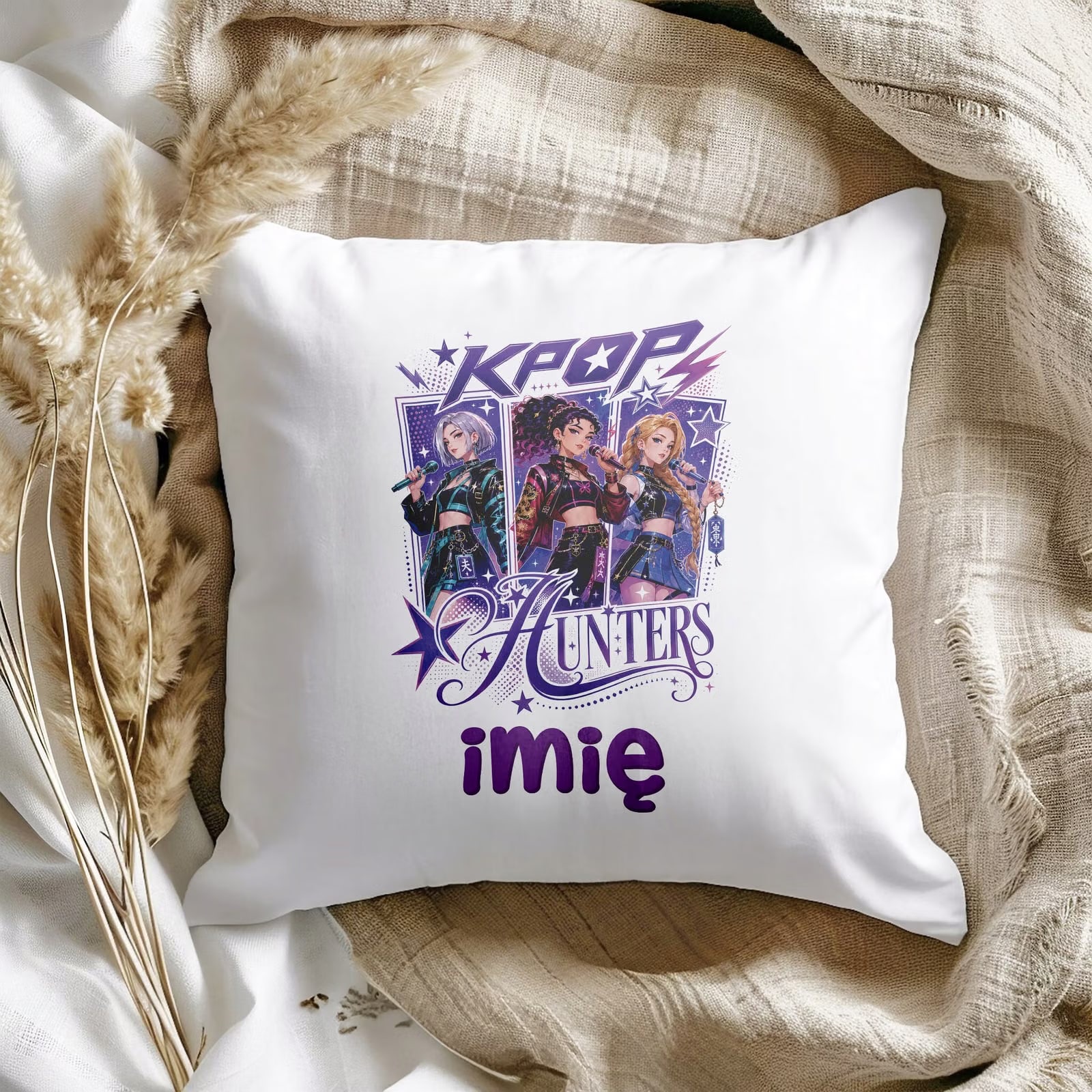 Poduszka Jasiek Personalizowana z nadrukiem 38x38cm ŁOWCZYNIE KPOP Prezent
