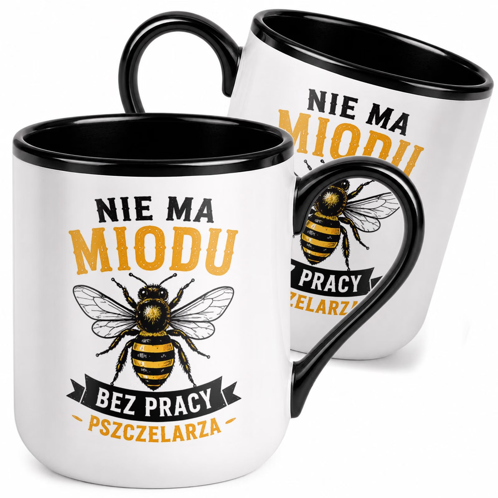 Kubek z nadrukiem Premium Czarny Dla Pszczelarza Szef Pasieki Prezent