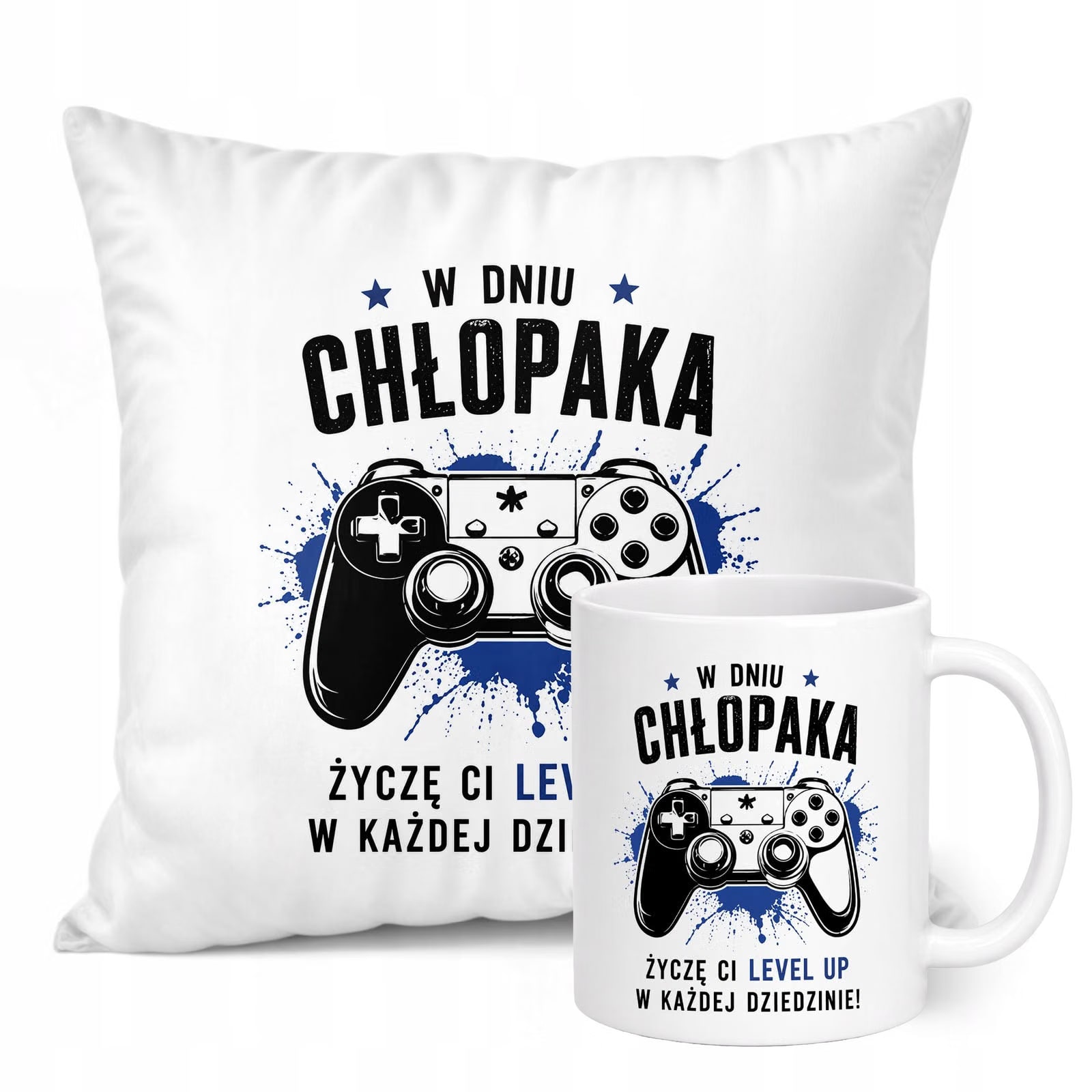 Zestaw Kubek Biały Poduszka Dzień Chłopaka Z Nadrukiem Prezent Upominek