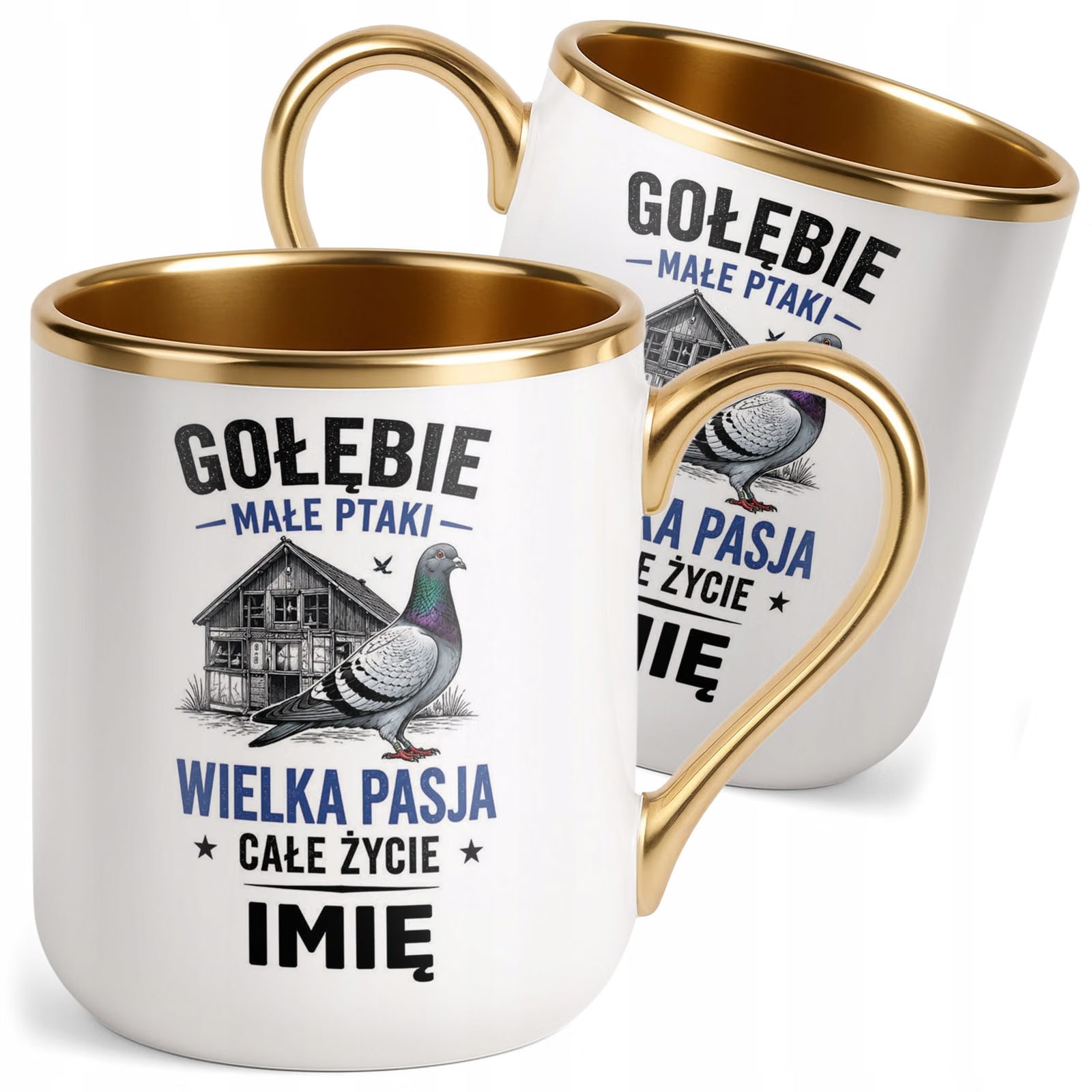 Kubek Personalizowany z nadrukiem Premium Złoty Dla Gołębiarza Prezent