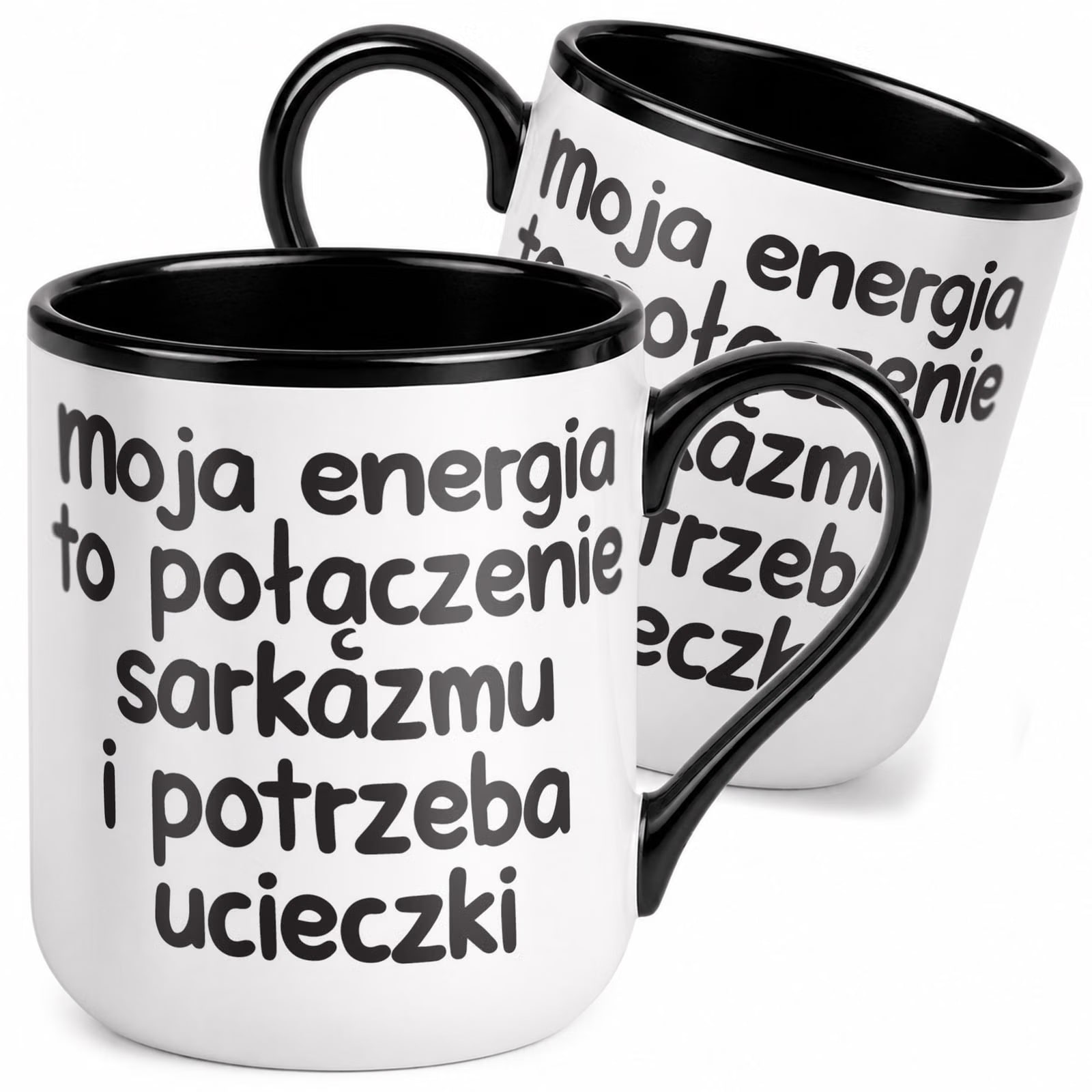 Kubek z nadrukiem Premium Czarny Moja Energia To Upominek Prezent