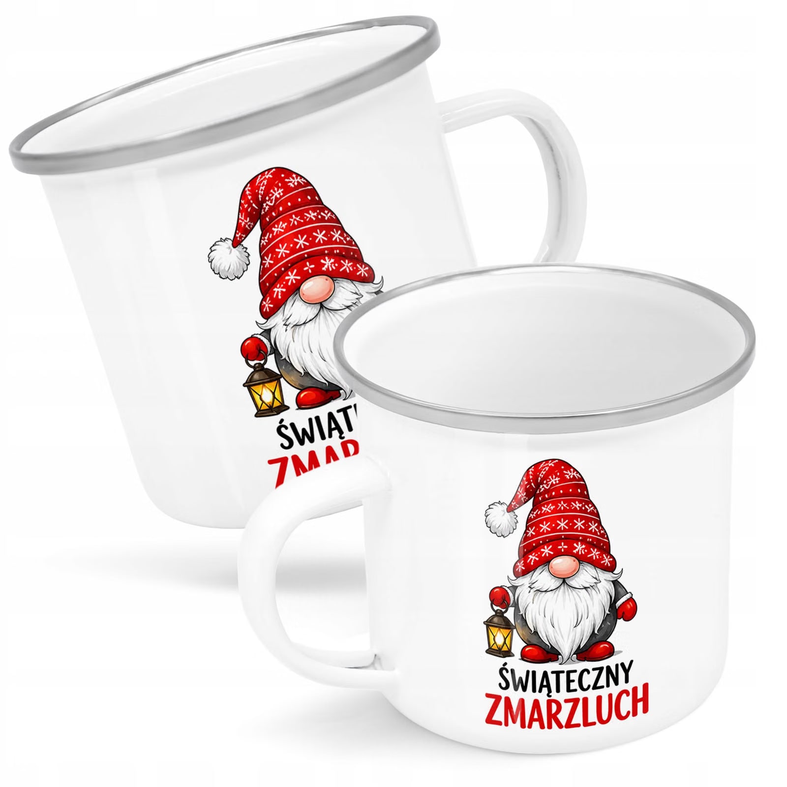 Kubek Emaliowany Boże Narodzenie Mikołajki Święta Skrzat Prezent