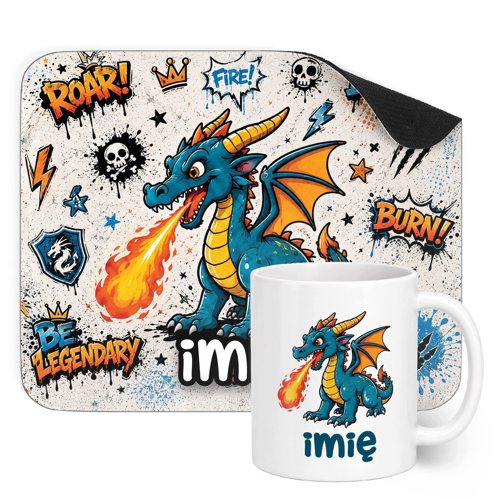 Zestaw personalizowany Kubek Podkładka pod mysz Smok