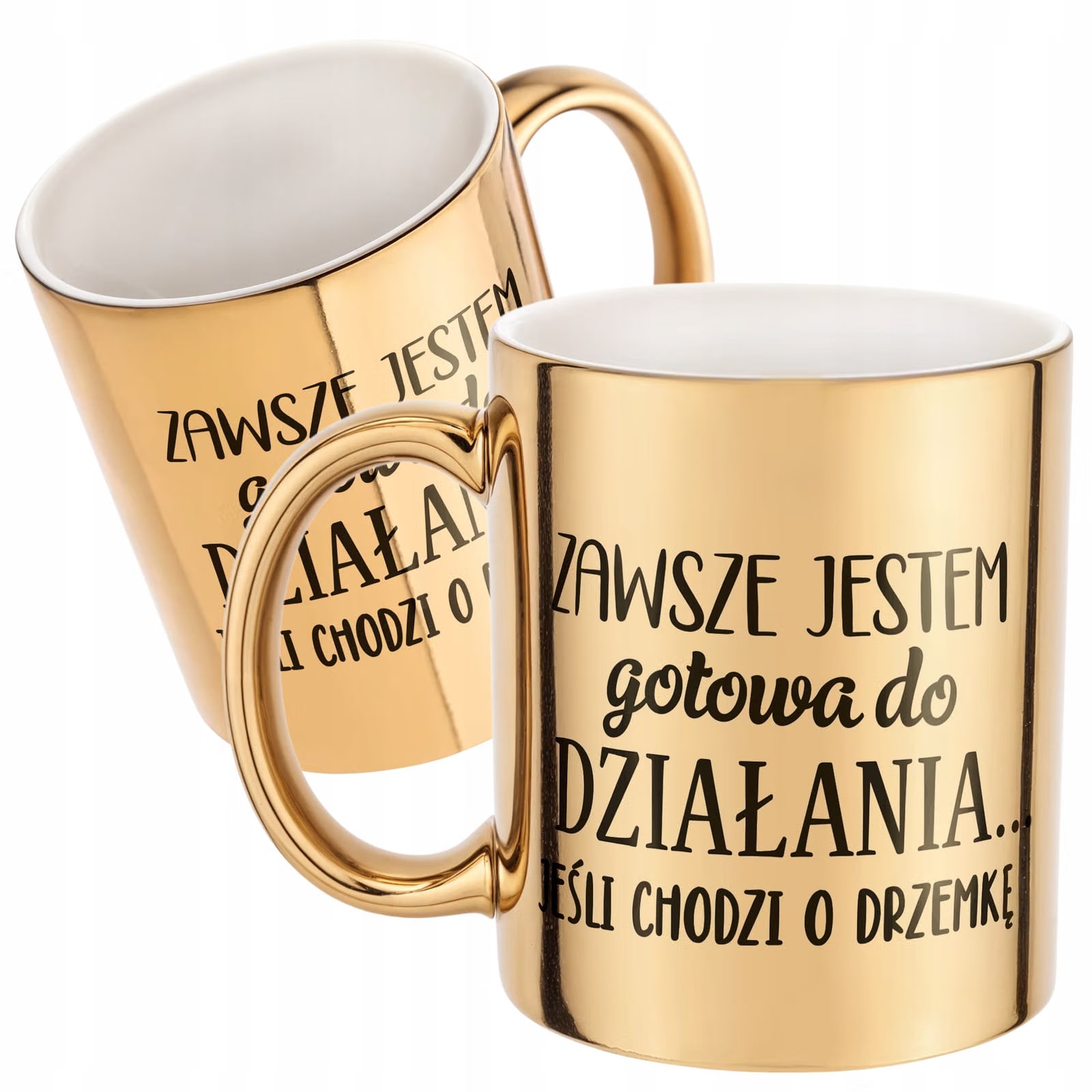 Złoty Kubek na prezent Dzień Kobiet Gotowa Do Działania Prezent