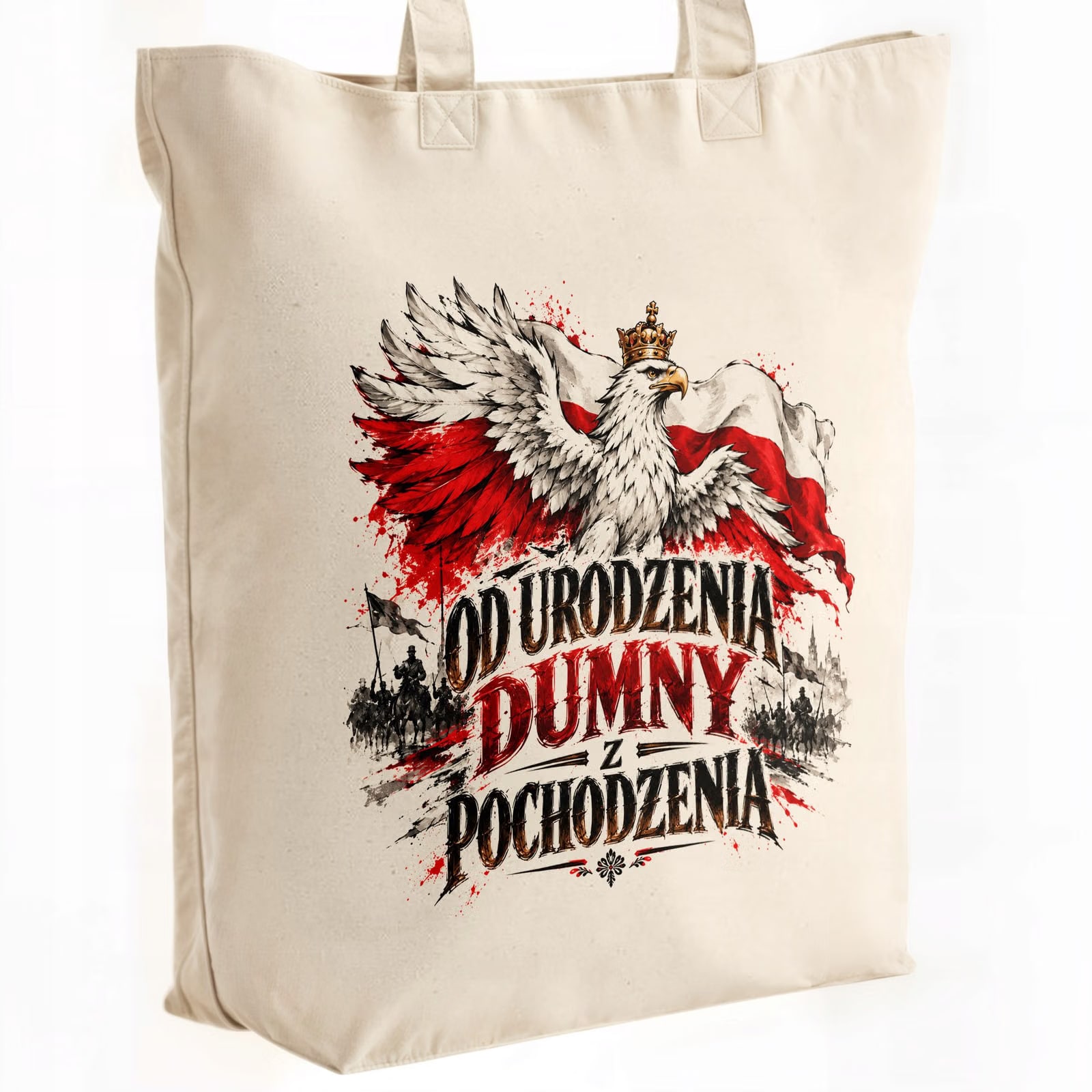Torba shopper ecru premium patriotyczna święto niepodległości z nadrukiem