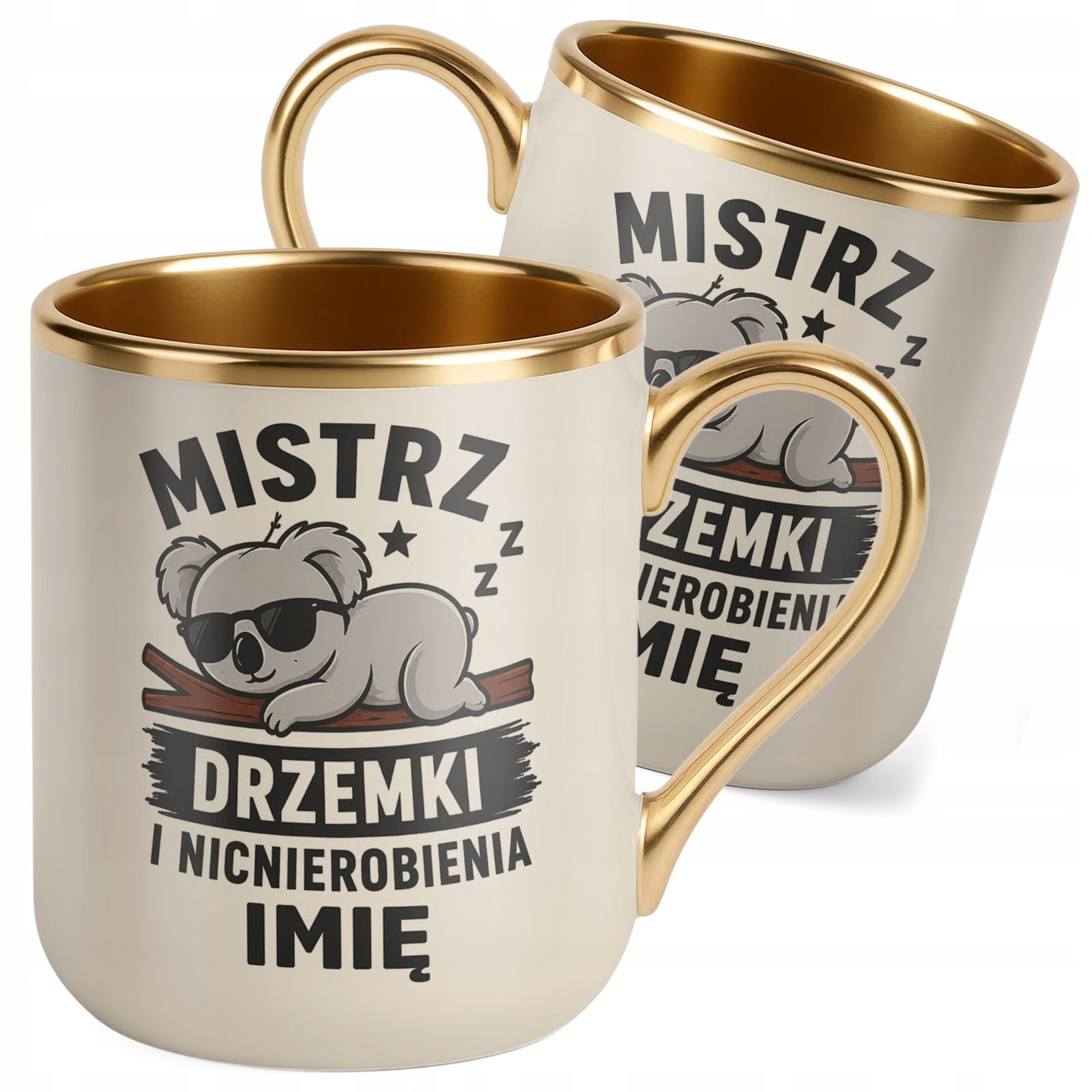 Kubek personalizowany z nadrukiem Premium Złoty Ecru Dzień Chłopaka