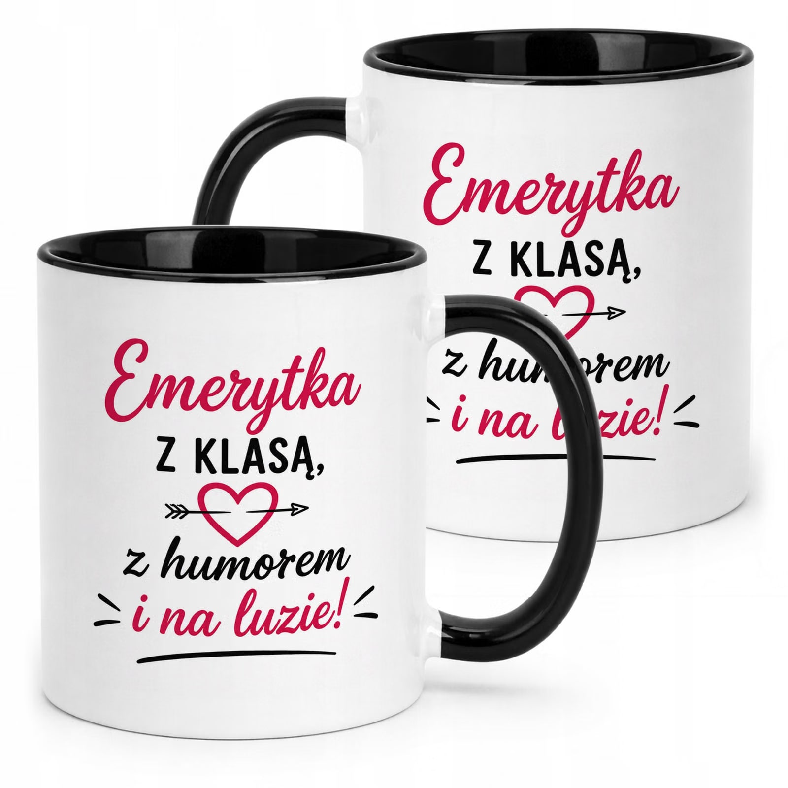 Kubek Czarny z nadrukiem Emerytura Dla Emerytki Upominek Prezent