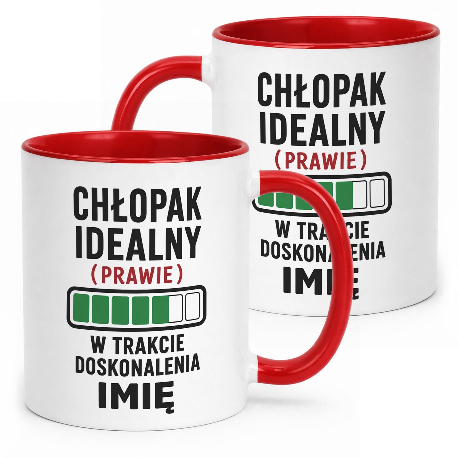 Czerwony Kubek personalizowany z nadrukiem Dzień Chłopaka Mężczyzny Prezent