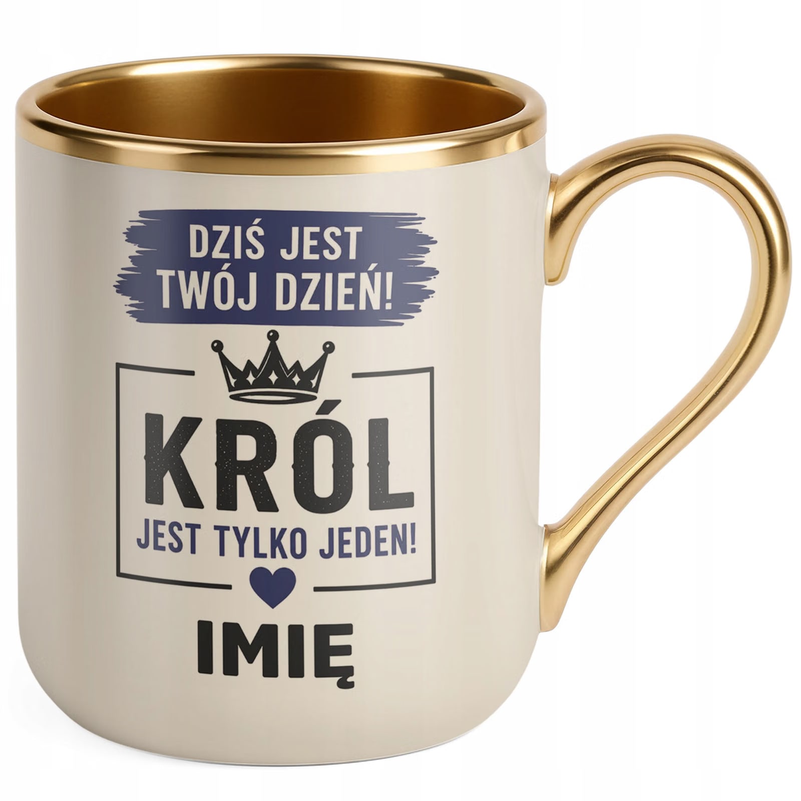 Kubek personalizowany z nadrukiem Premium Złoty Ecru Dzień Chłopaka