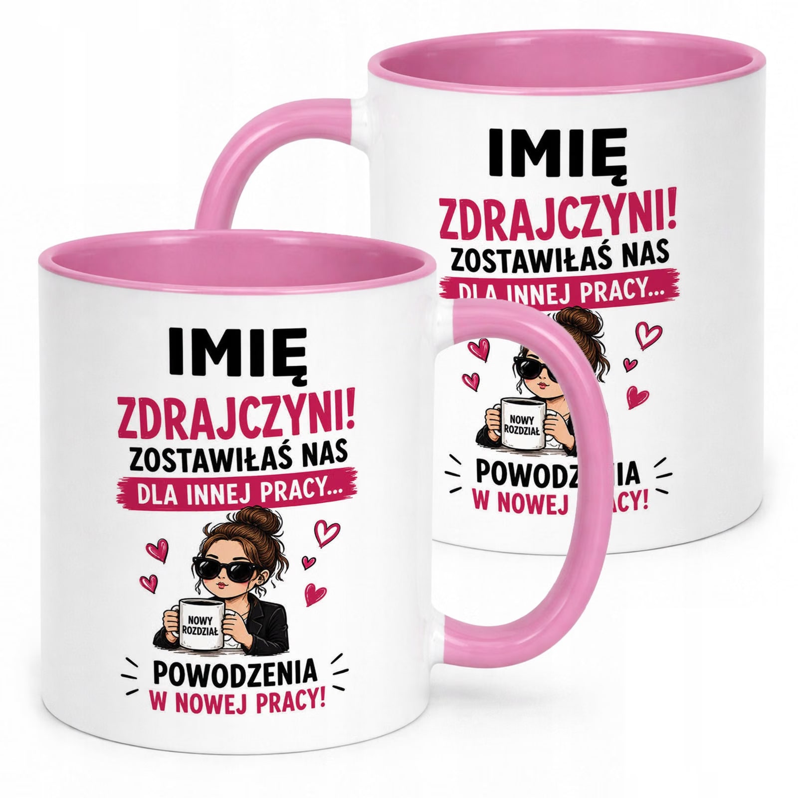 Kubek Różowy Personalizowany z Nadrukiem Pożegnanie Odejście z Pracy