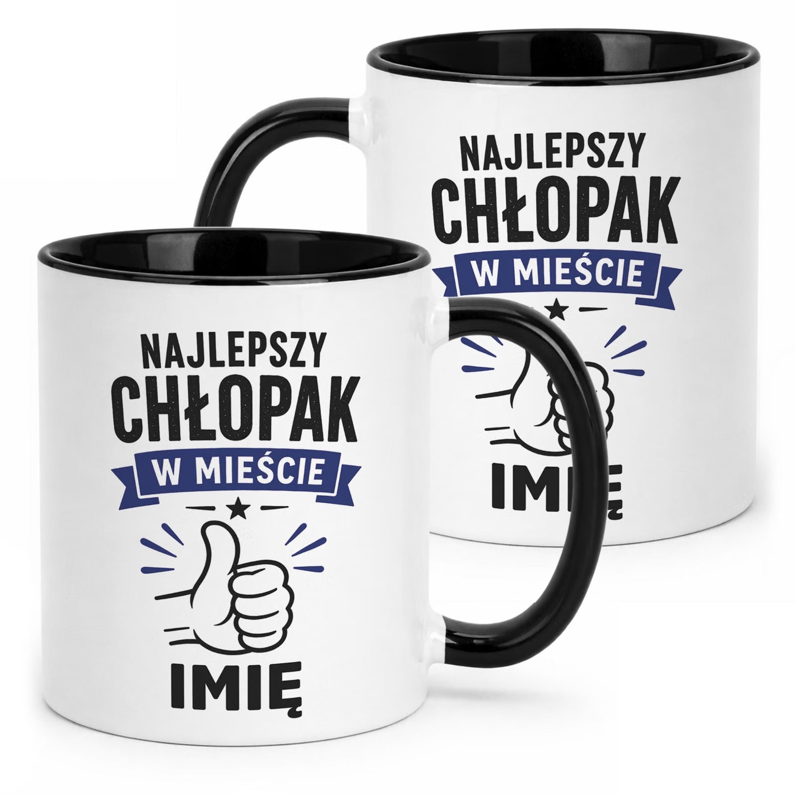 Czarny Kubek personalizowany z nadrukiem Dzień Chłopaka Mężczyzny Prezent