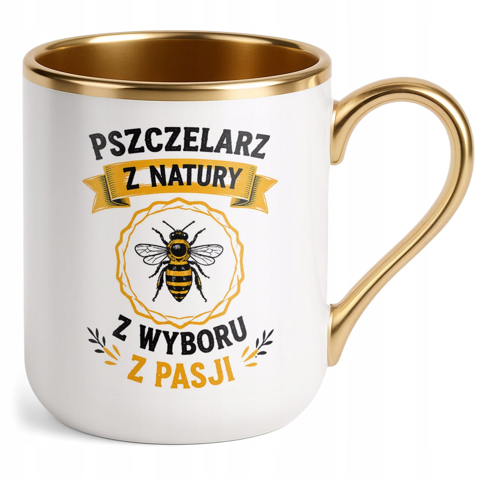 Kubek z nadrukiem Premium Złoty Dla Pszczelarza Szef Pasieki Prezent
