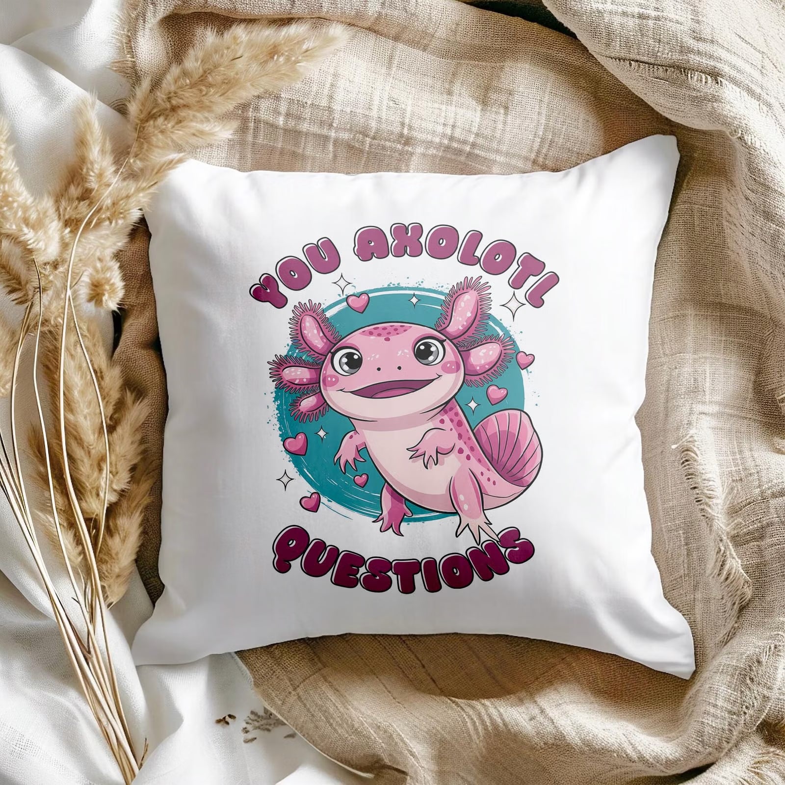 Miękki jasiek prezentowy 40×40 Aksolotl Axolotl Różowy Zwierzak Viral HIT