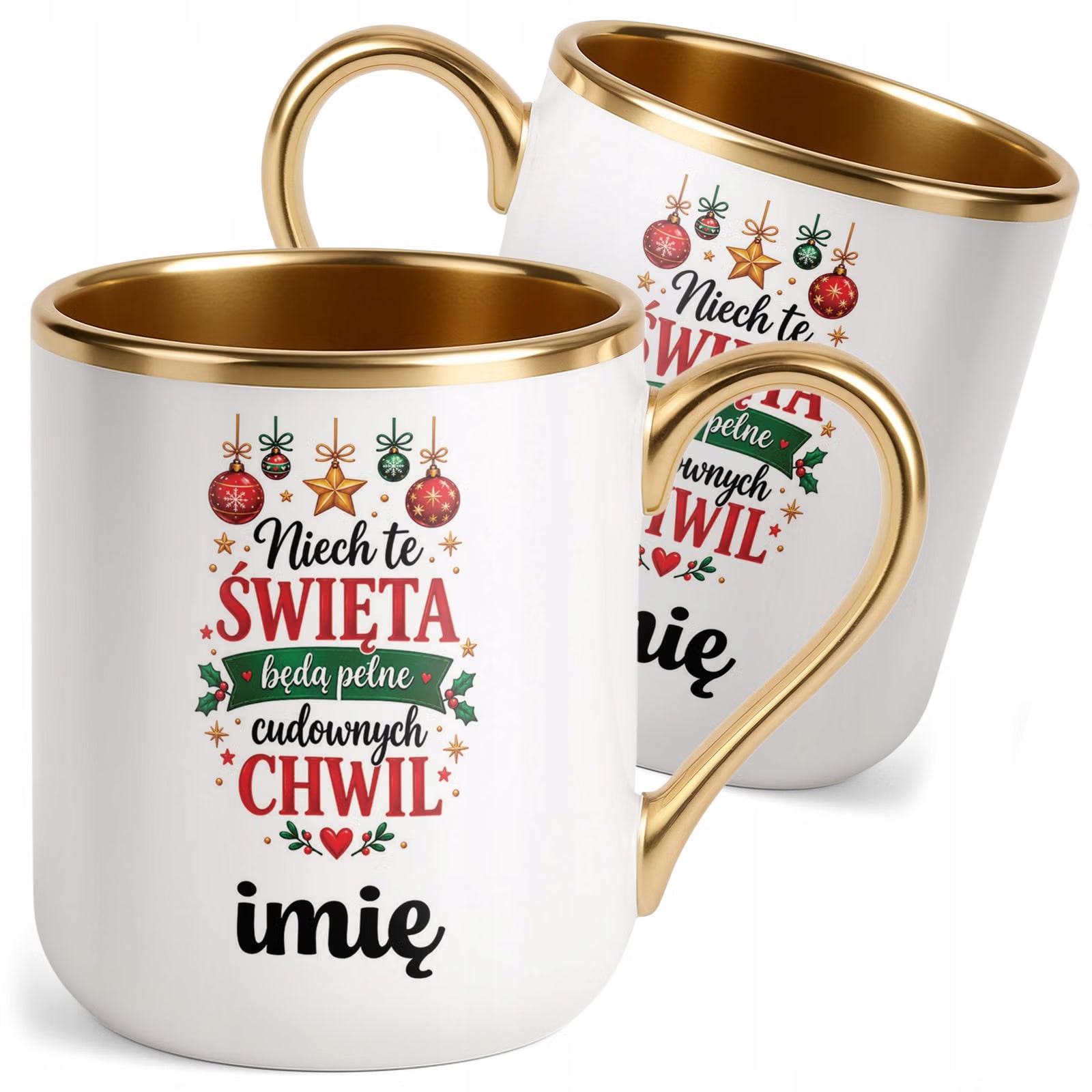 Kubek Personalizowany Premium Złoty Boże Narodzenie Święta Prezent