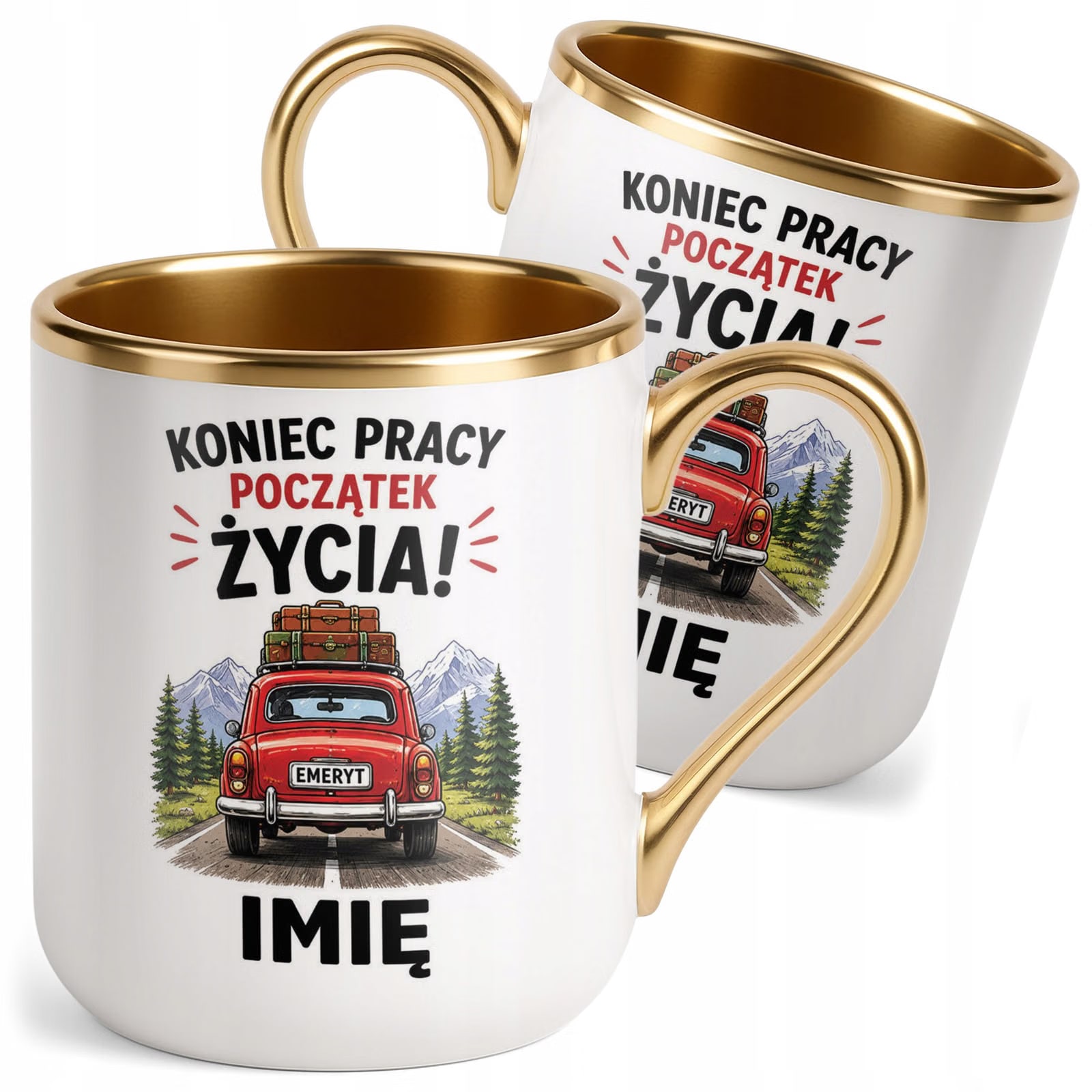 Kubek Personalizowany z nadrukiem Premium Złoty Emerytura Prezent