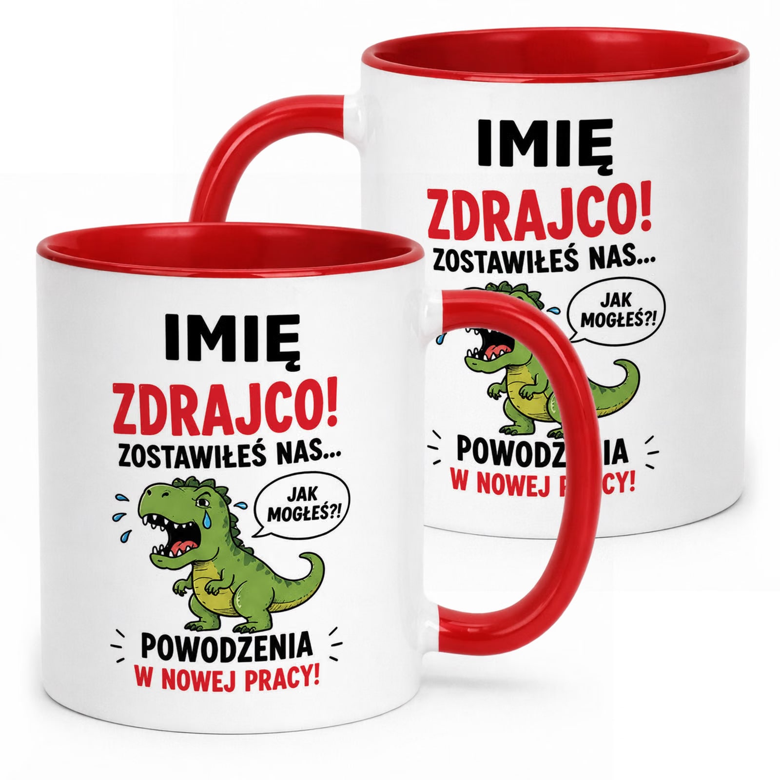 Kubek Czerwony Personalizowany z Nadrukiem Pożegnanie Odejście z Pracy