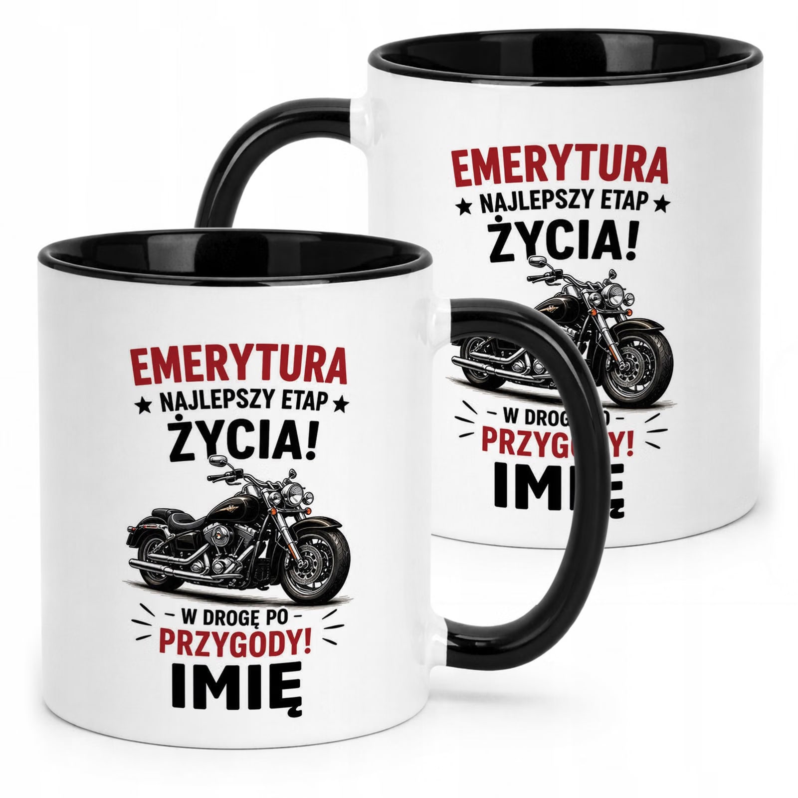 Kubek Czarny Personalizowany z Nadrukiem Emerytura Dla Emeryta Prezent