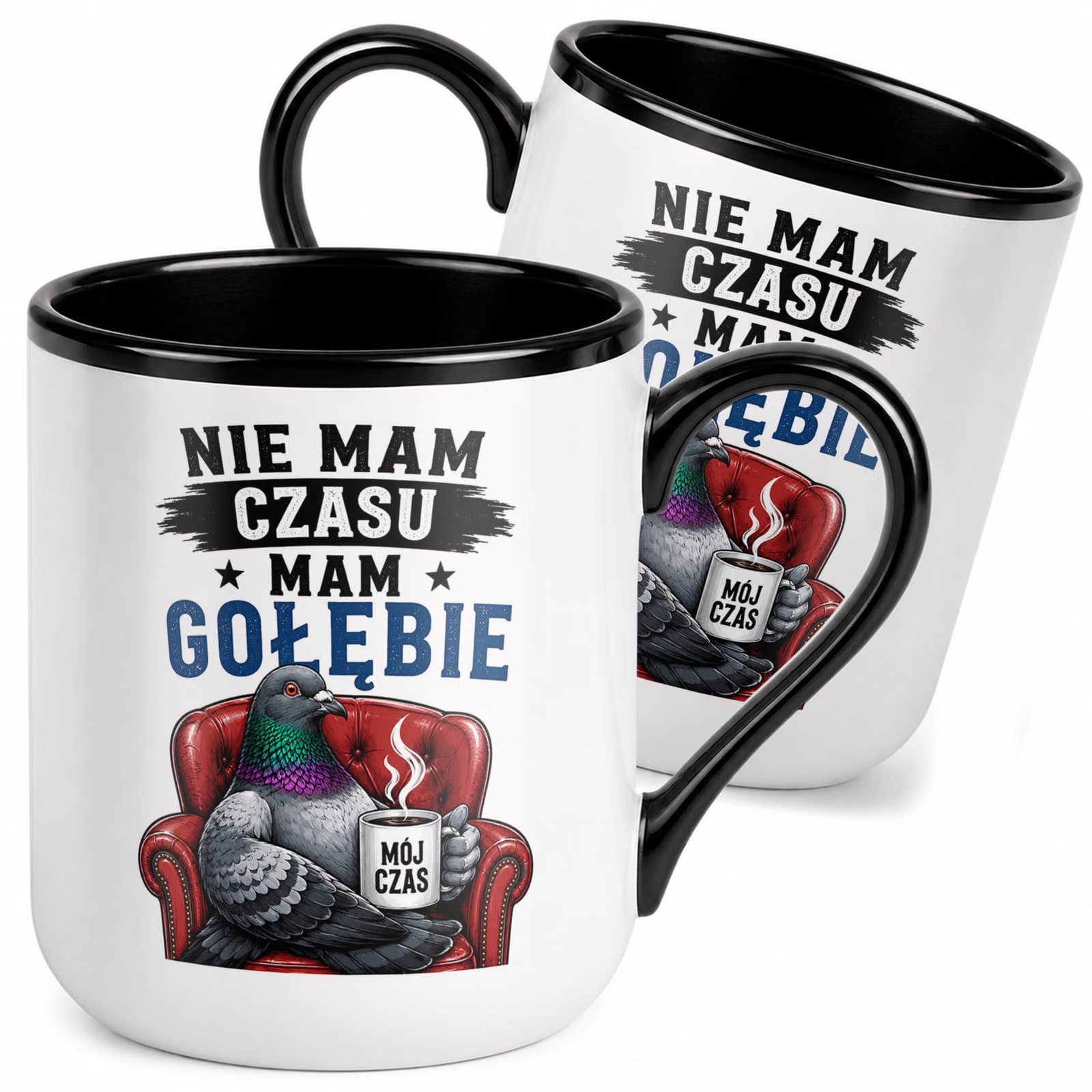 Kubek z nadrukiem Premium Czarny Dla Gołębiarza Hodowca Gołębi Prezent