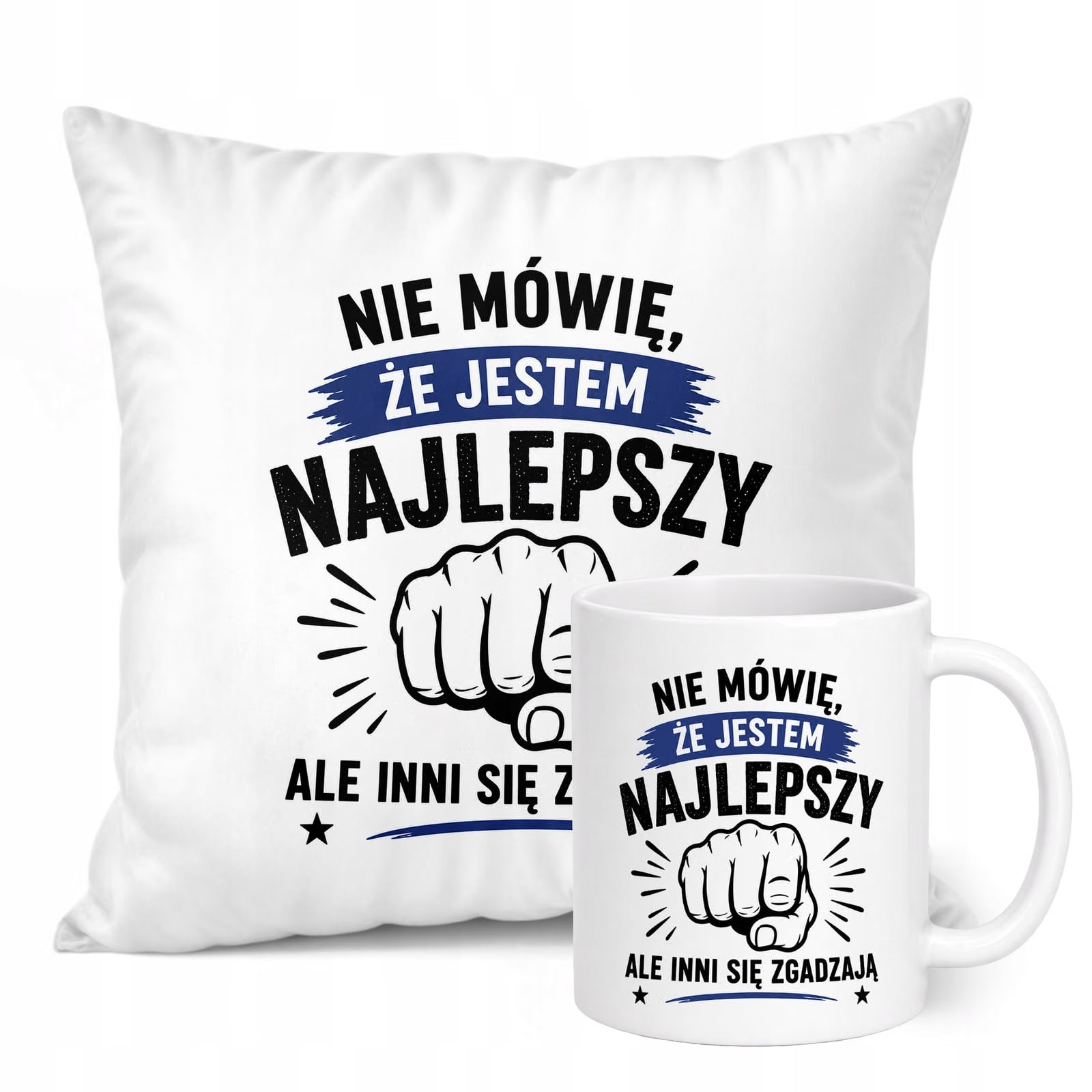 Zestaw Kubek Biały Poduszka Dzień Chłopaka Z Nadrukiem Prezent Upominek