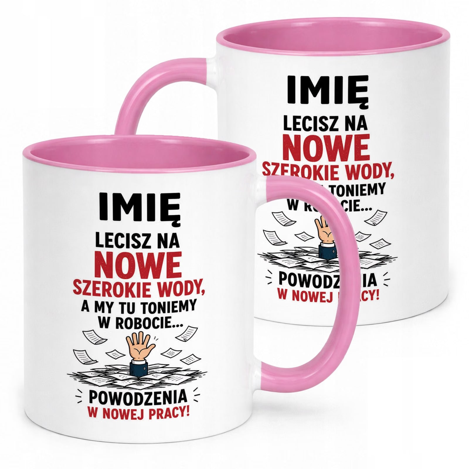 Kubek Różowy Personalizowany z Nadrukiem Pożegnanie Odejście z Pracy