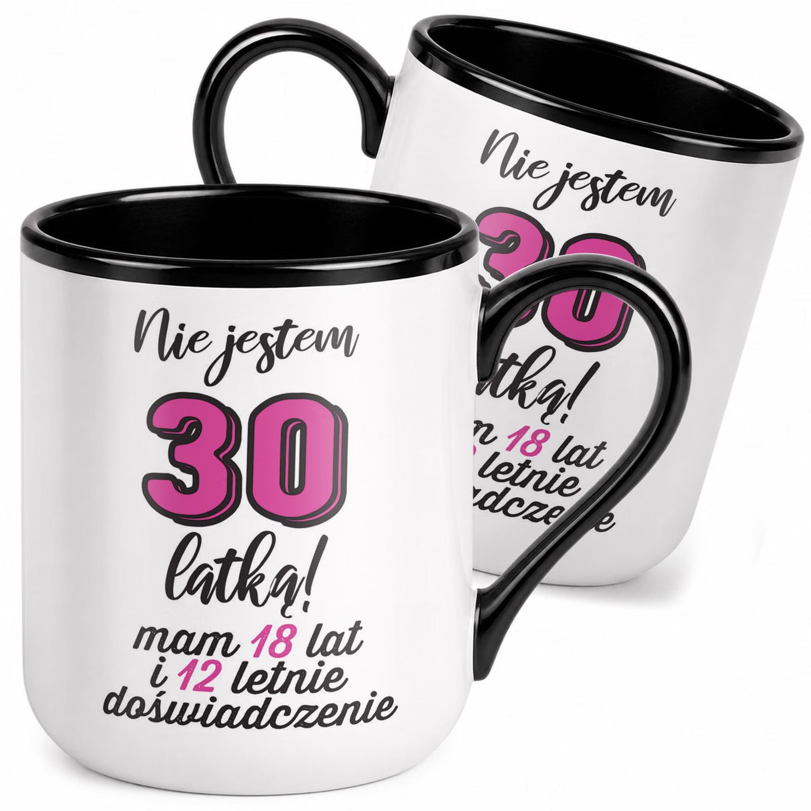 Kubek z nadrukiem Premium Czarny Na 30 Urodziny Upominek Prezent