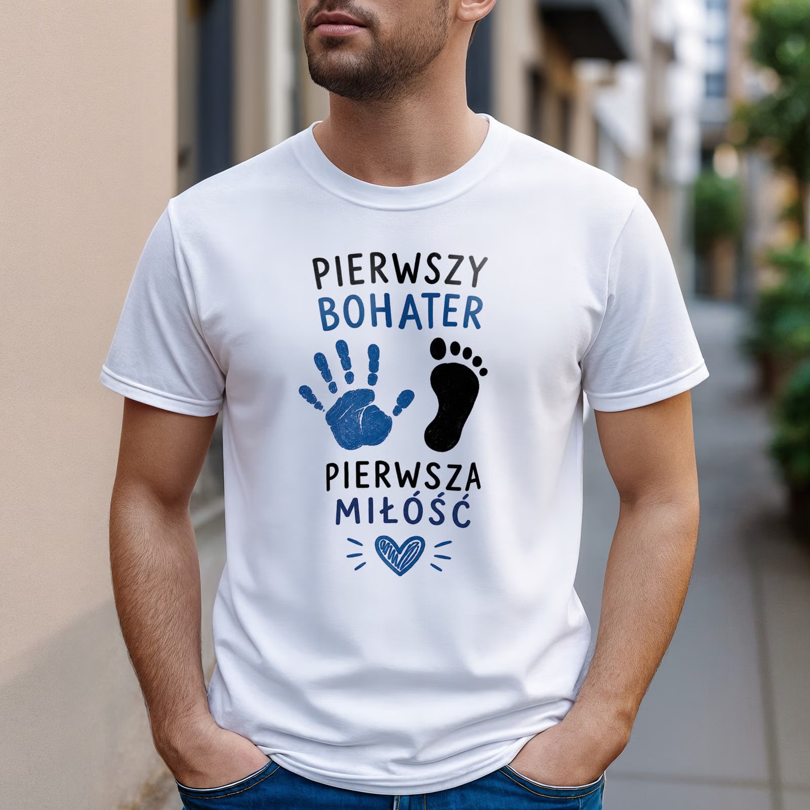 Koszulka biała męska dla taty prezent na Dzień Ojca upominek r. S