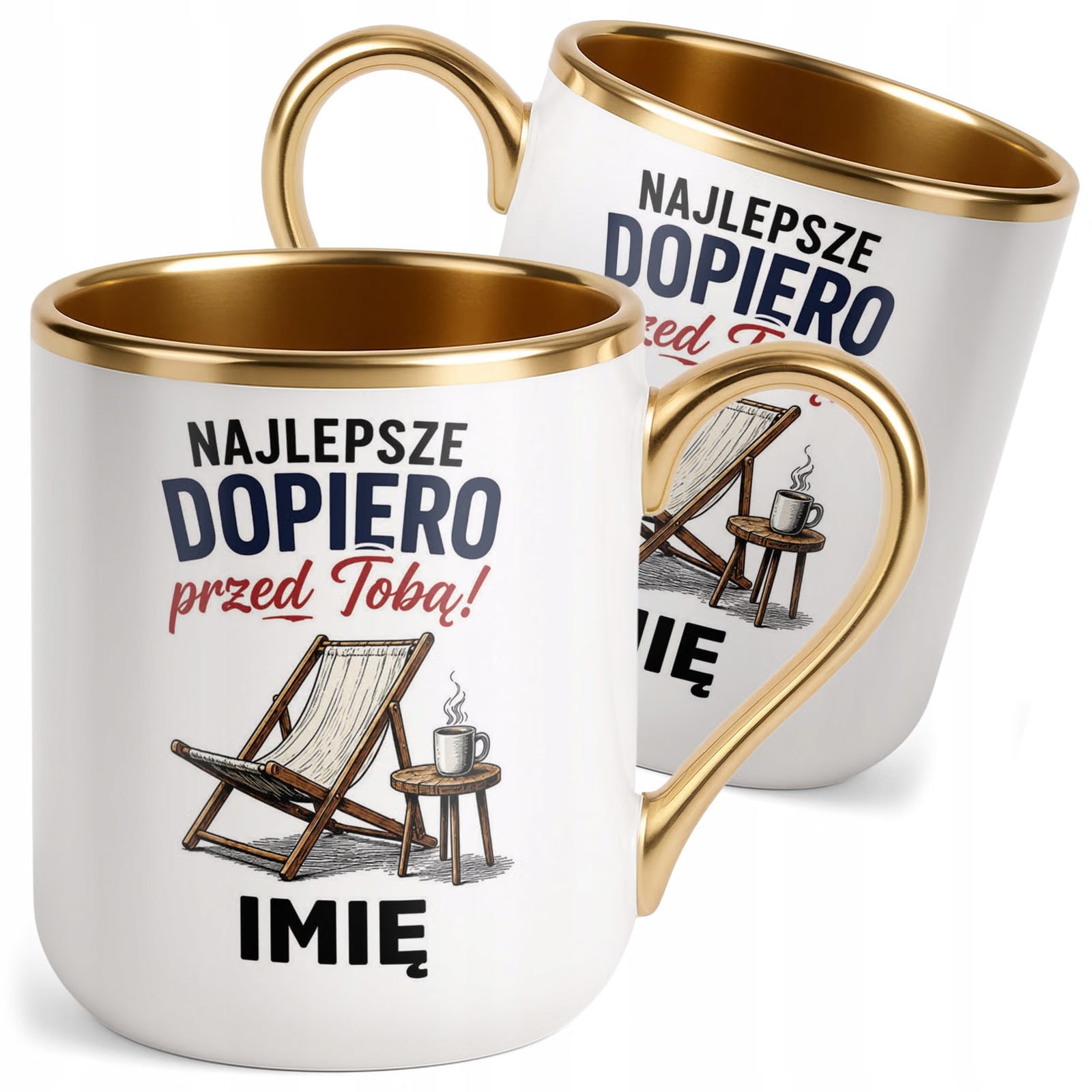 Kubek Personalizowany z nadrukiem Premium Złoty Emerytura Prezent
